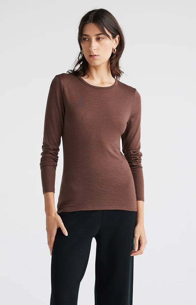 Crew Merino Tee in Espresso or Sand Dune
