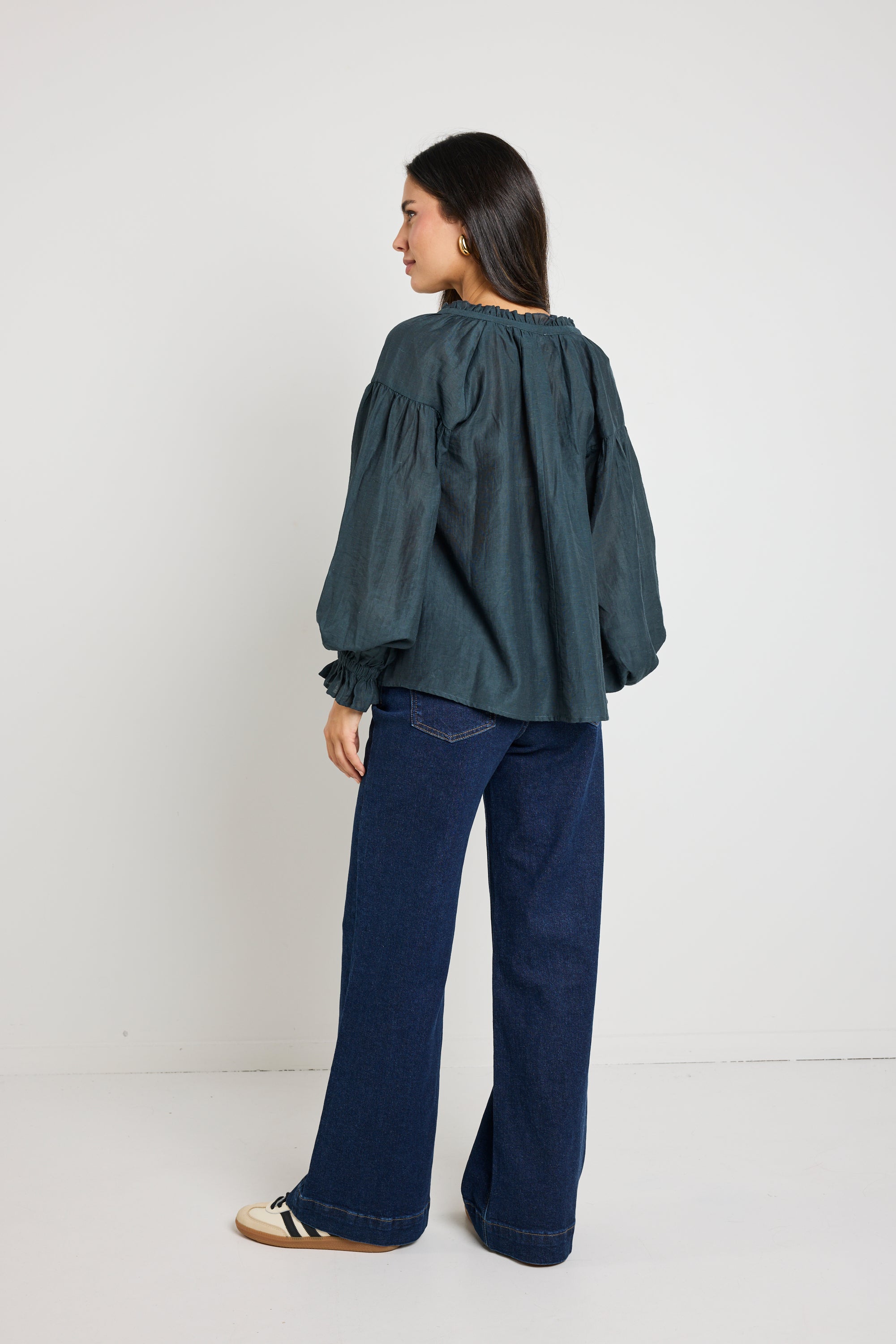 Refined Deep Forest LS Pintuck Top