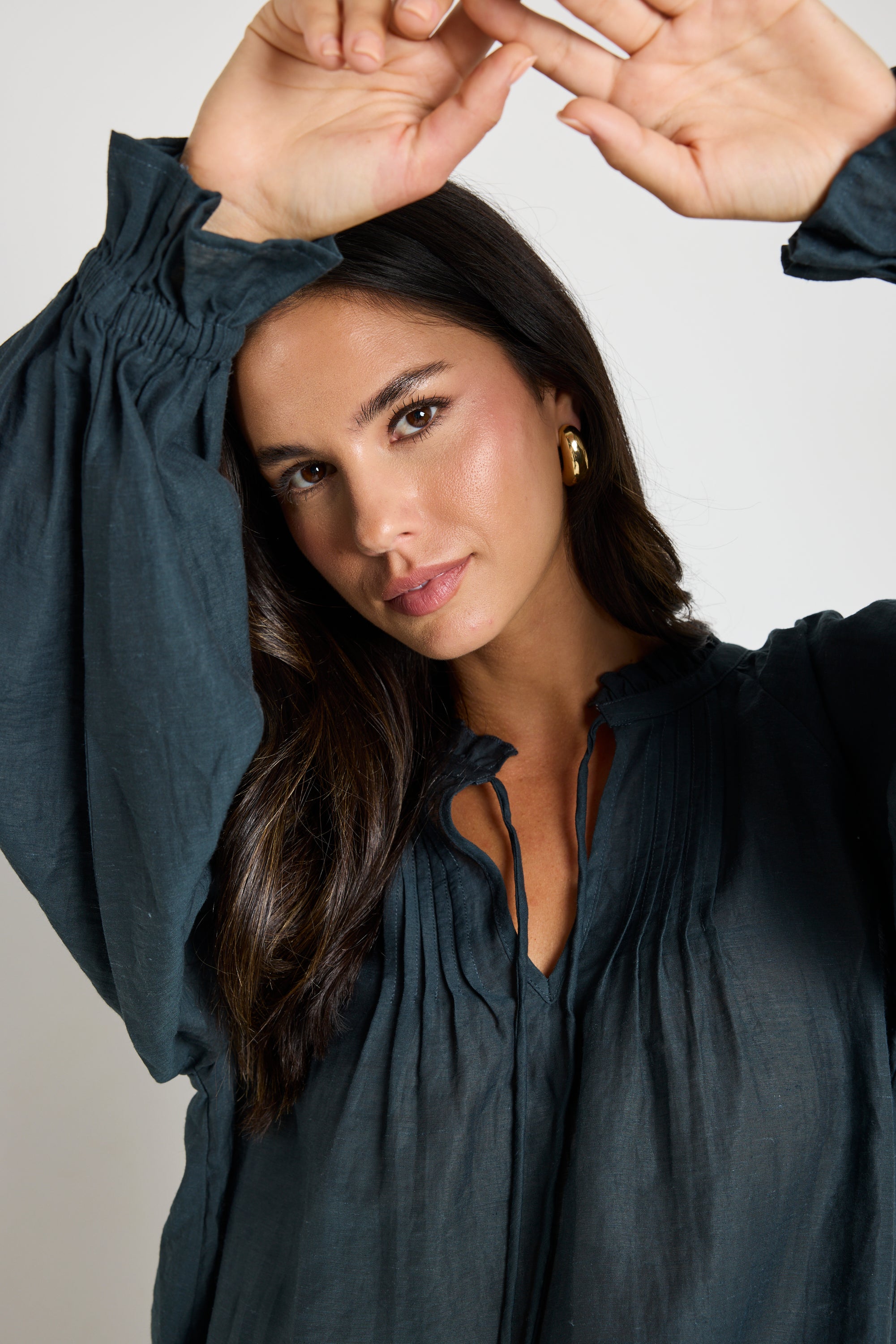 Refined Deep Forest LS Pintuck Top
