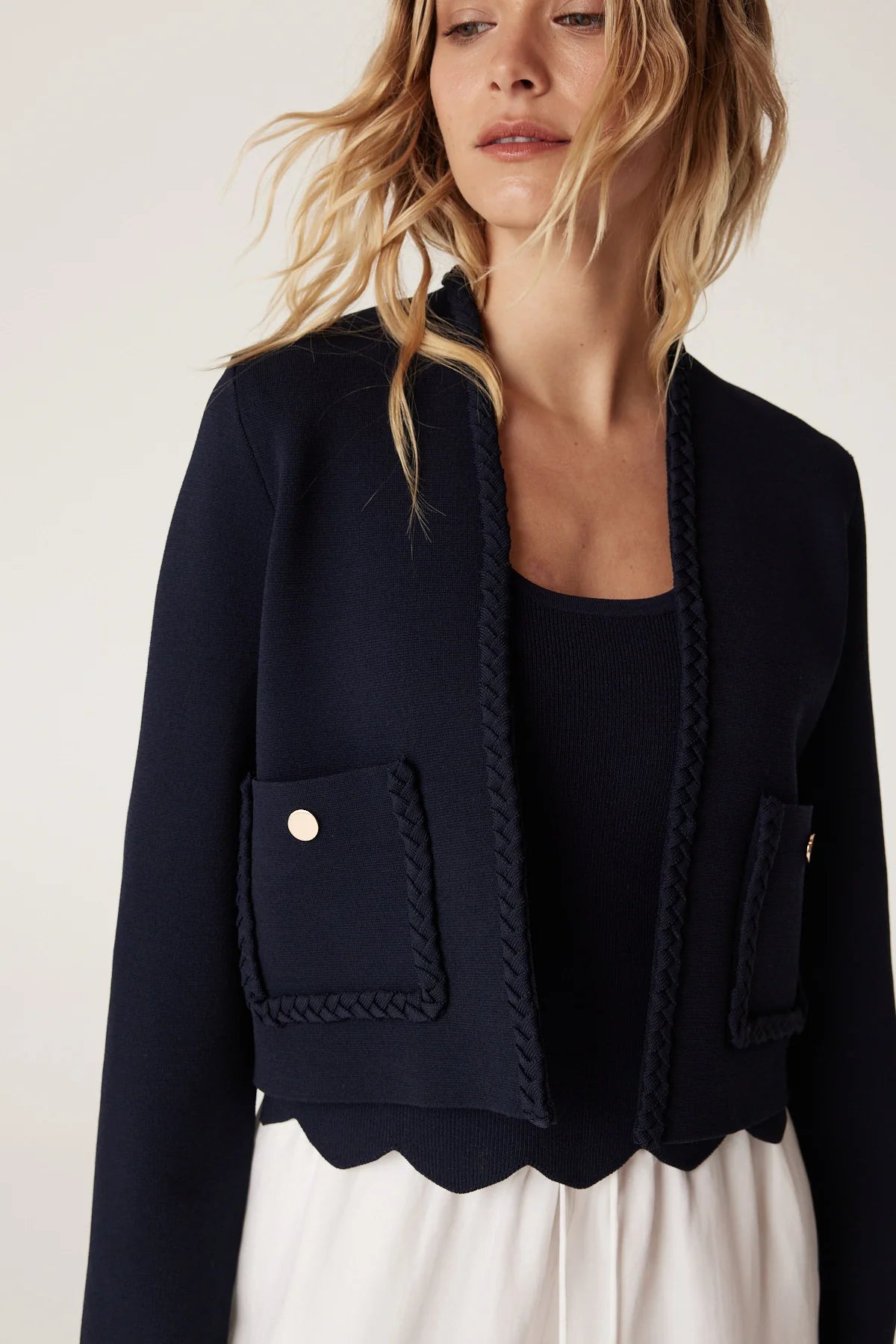 Riviera Crepe Jacket in Navy