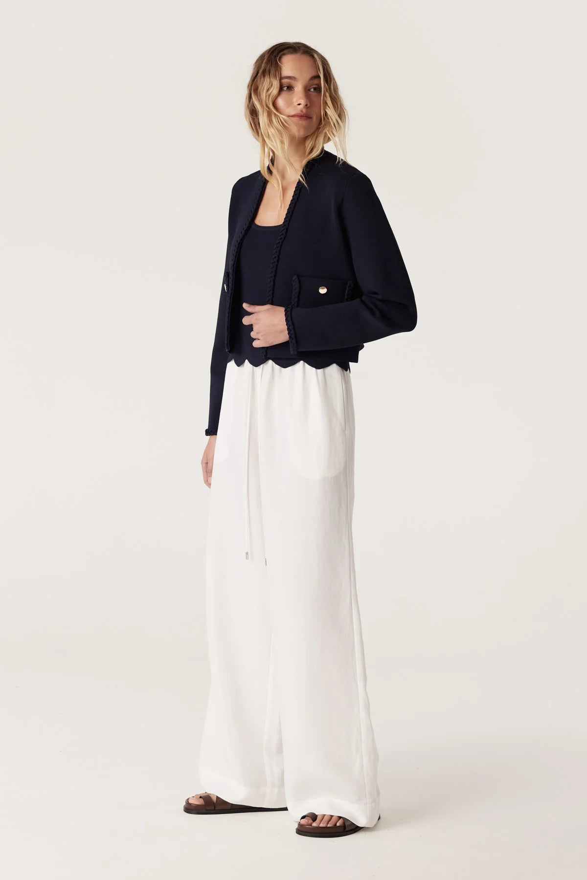 Riviera Crepe Jacket in Navy