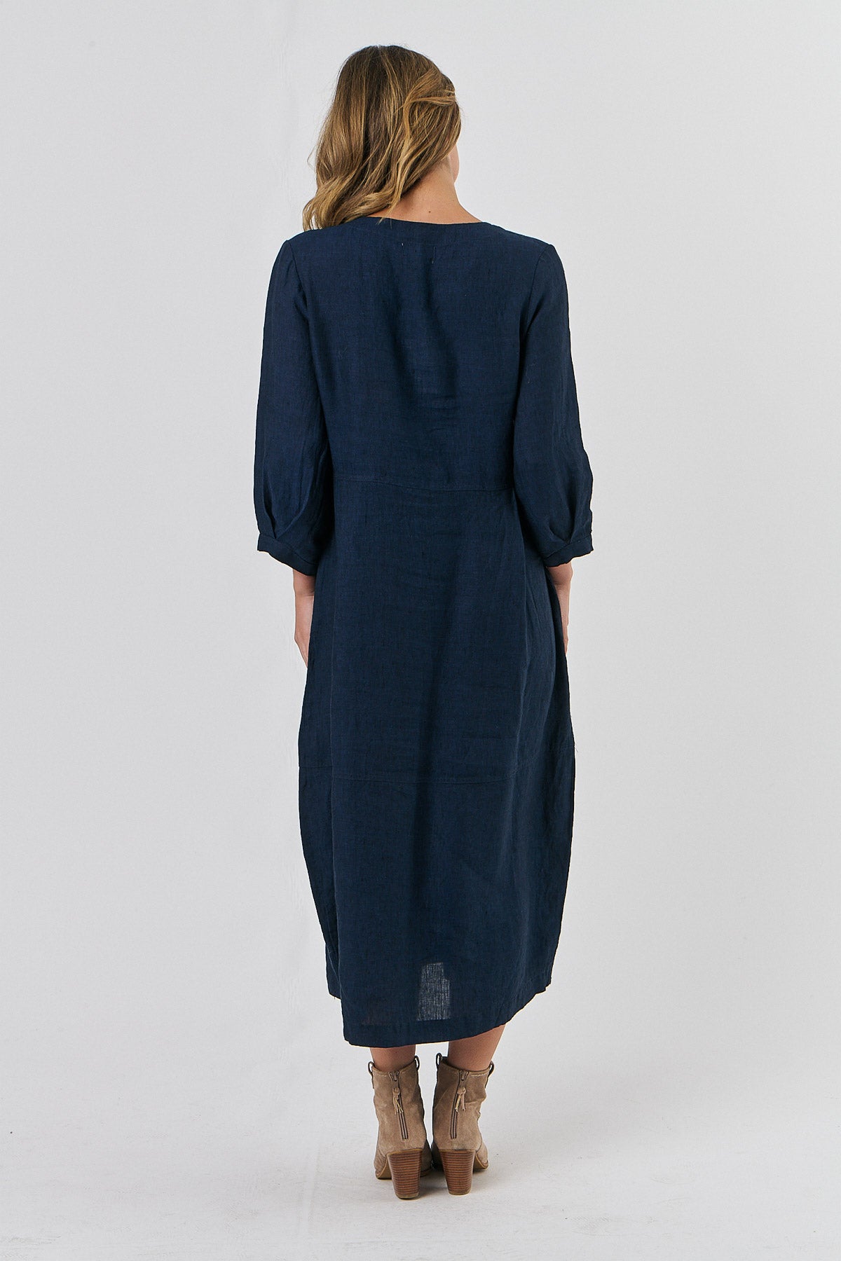 Button Dress in Midnight