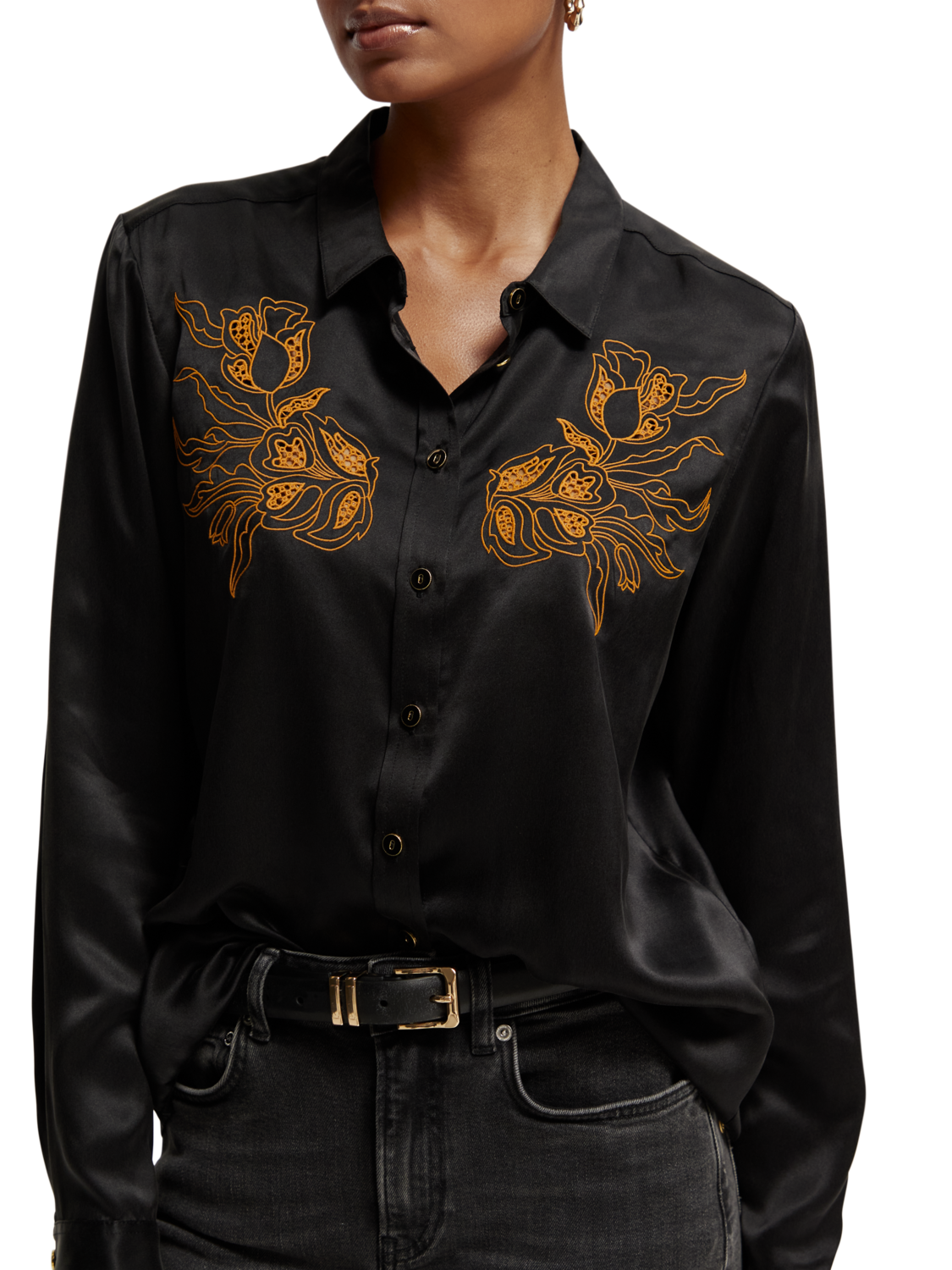 Silke Flower Shirt in Black or Hot Pink
