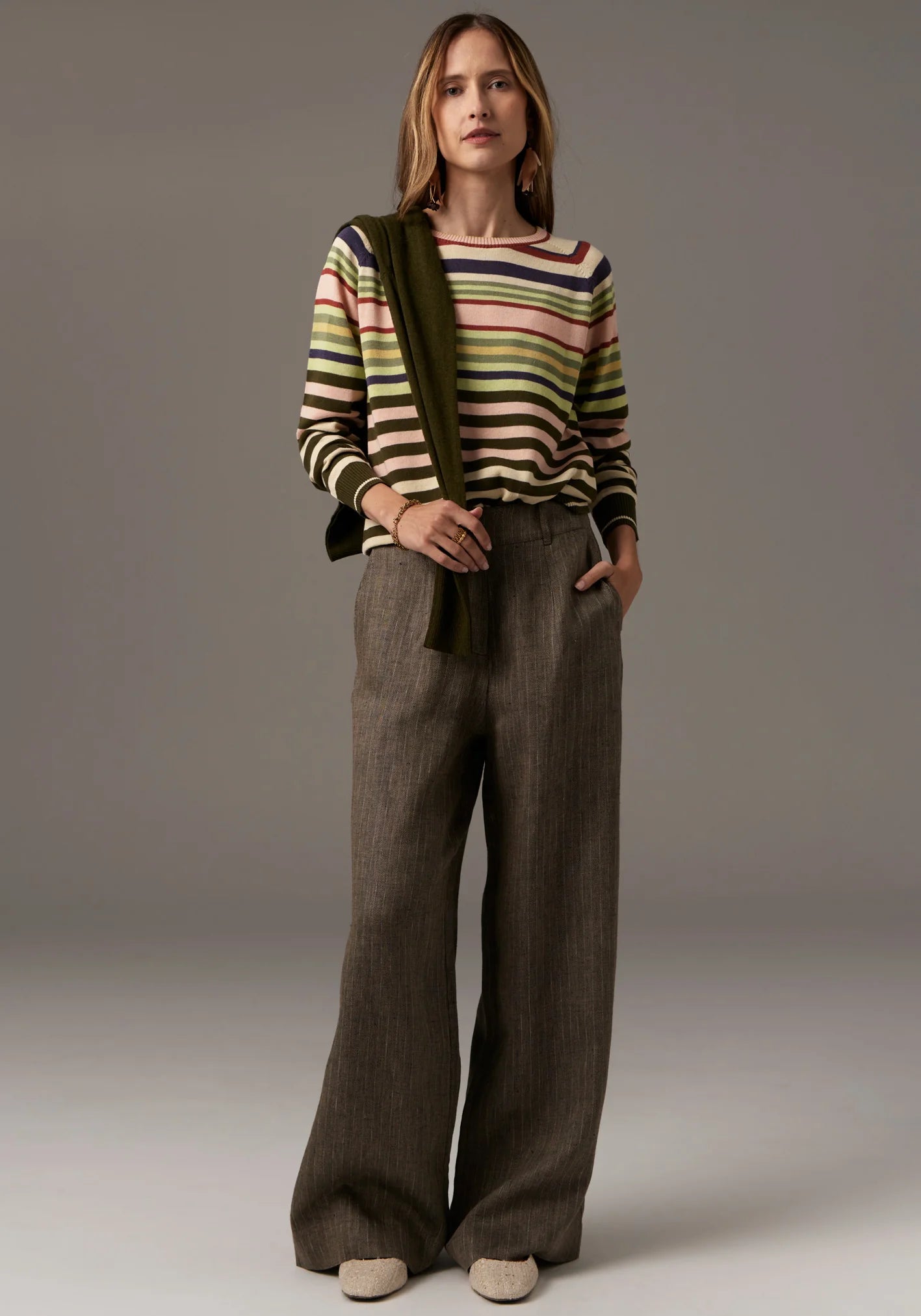 Theo Pinstripe Pants in Khaki Pinstripe