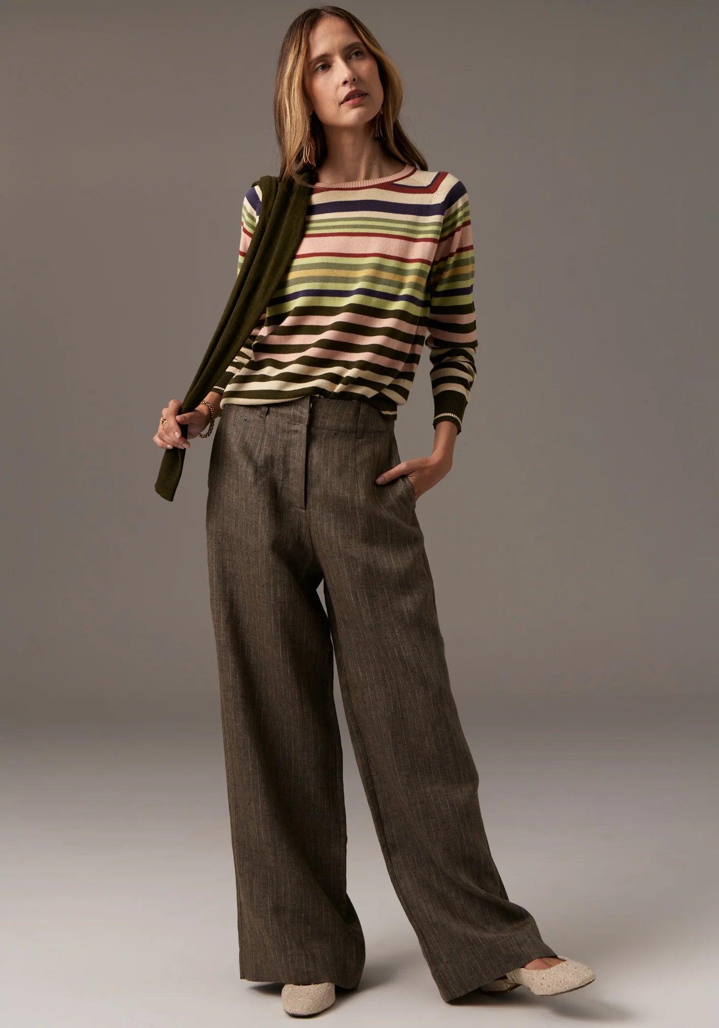Theo Pinstripe Pants in Khaki Pinstripe