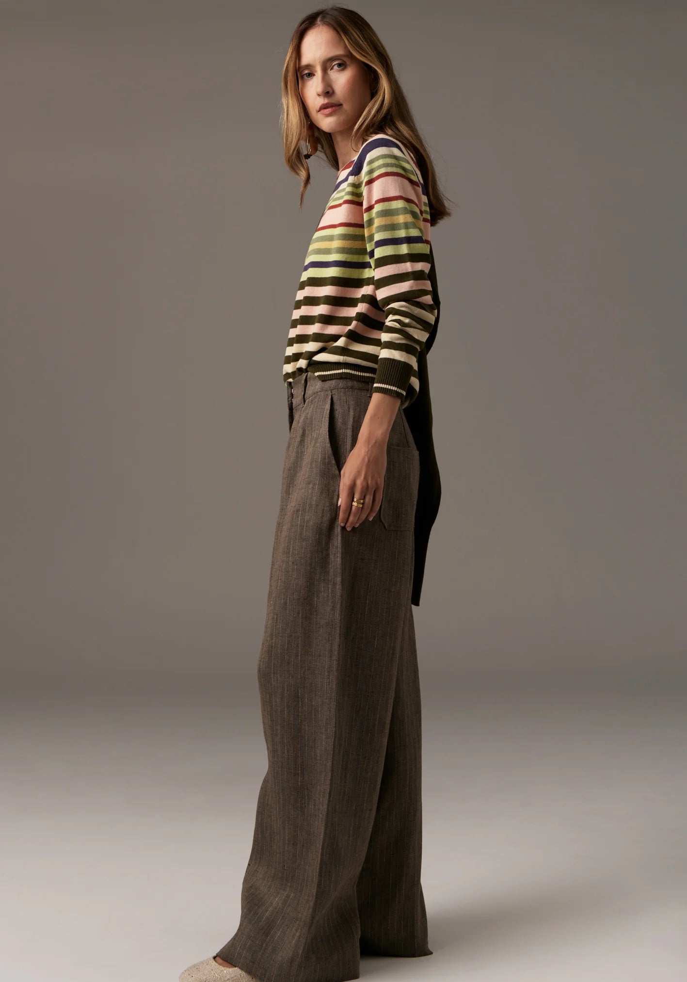 Theo Pinstripe Pants in Khaki Pinstripe