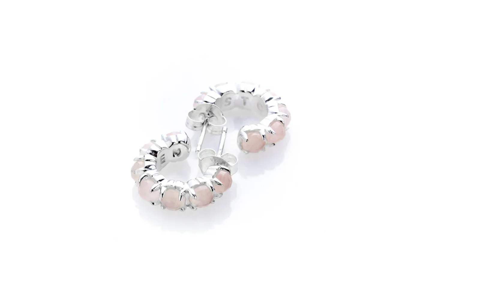 Stolen Girlfriends silver halo cluster earrings rose quartz