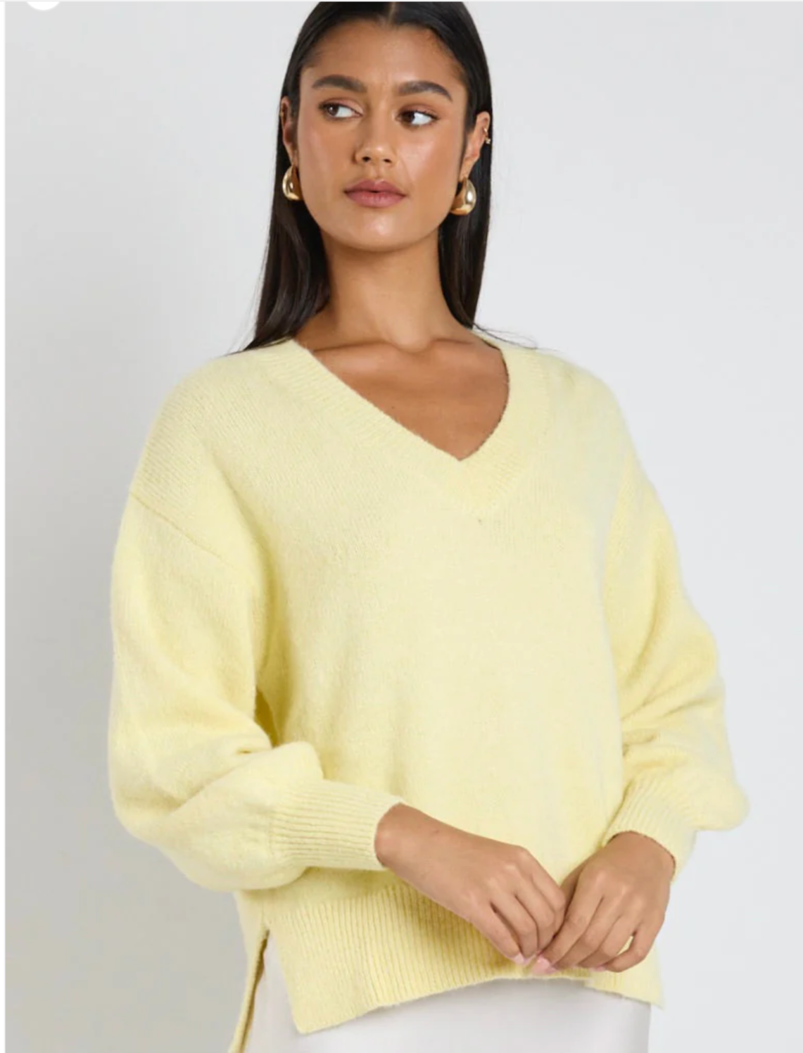 Harvest Butter V Neck Knit Jumper