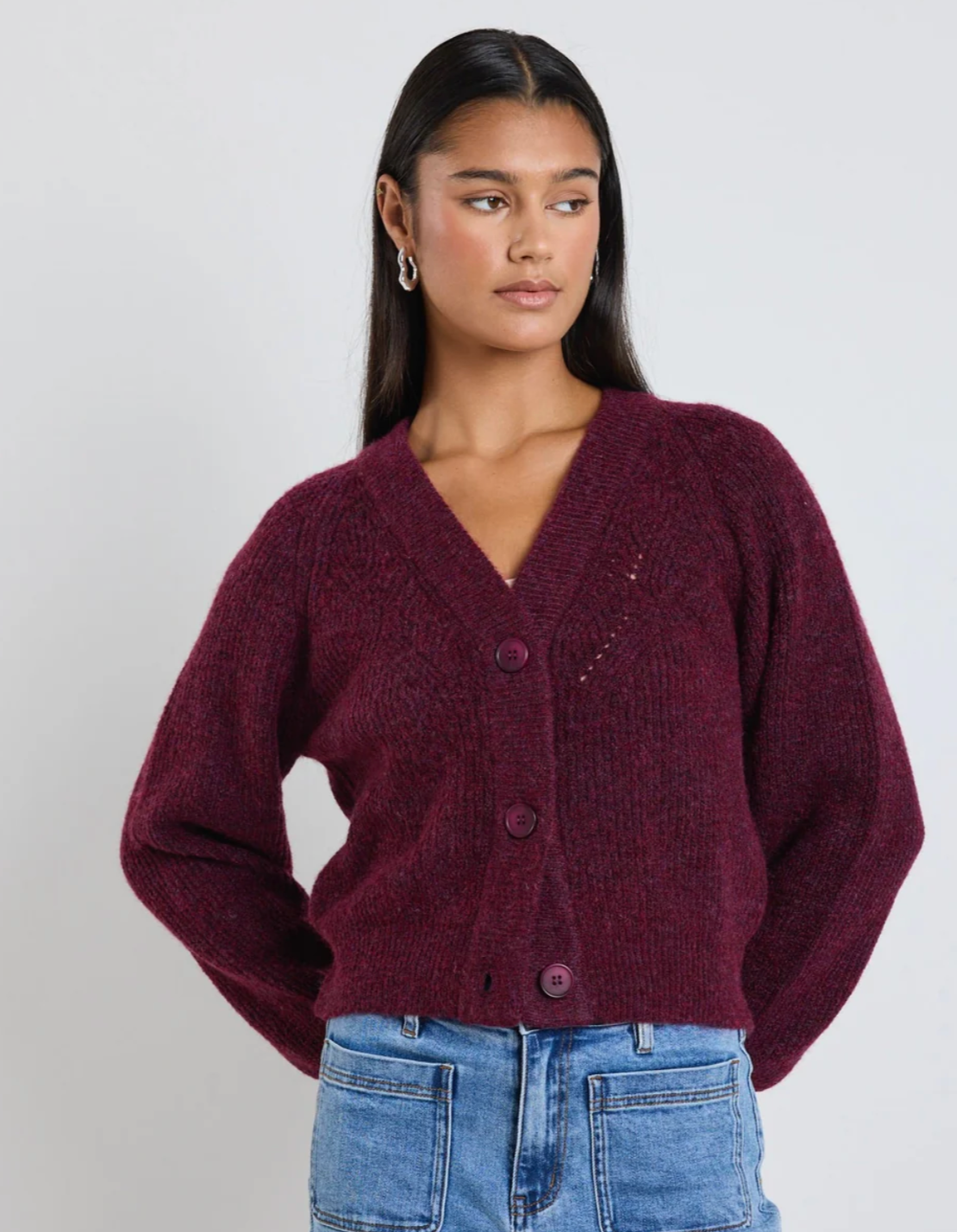 Essence Burgundy Knit Cardigan