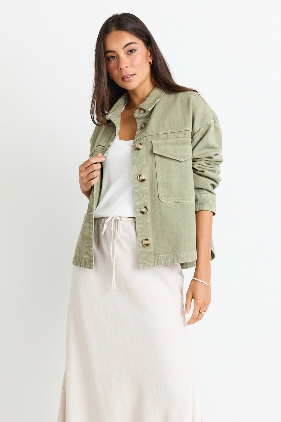 Echo Khaki Patch Pocket Denim Jacket
