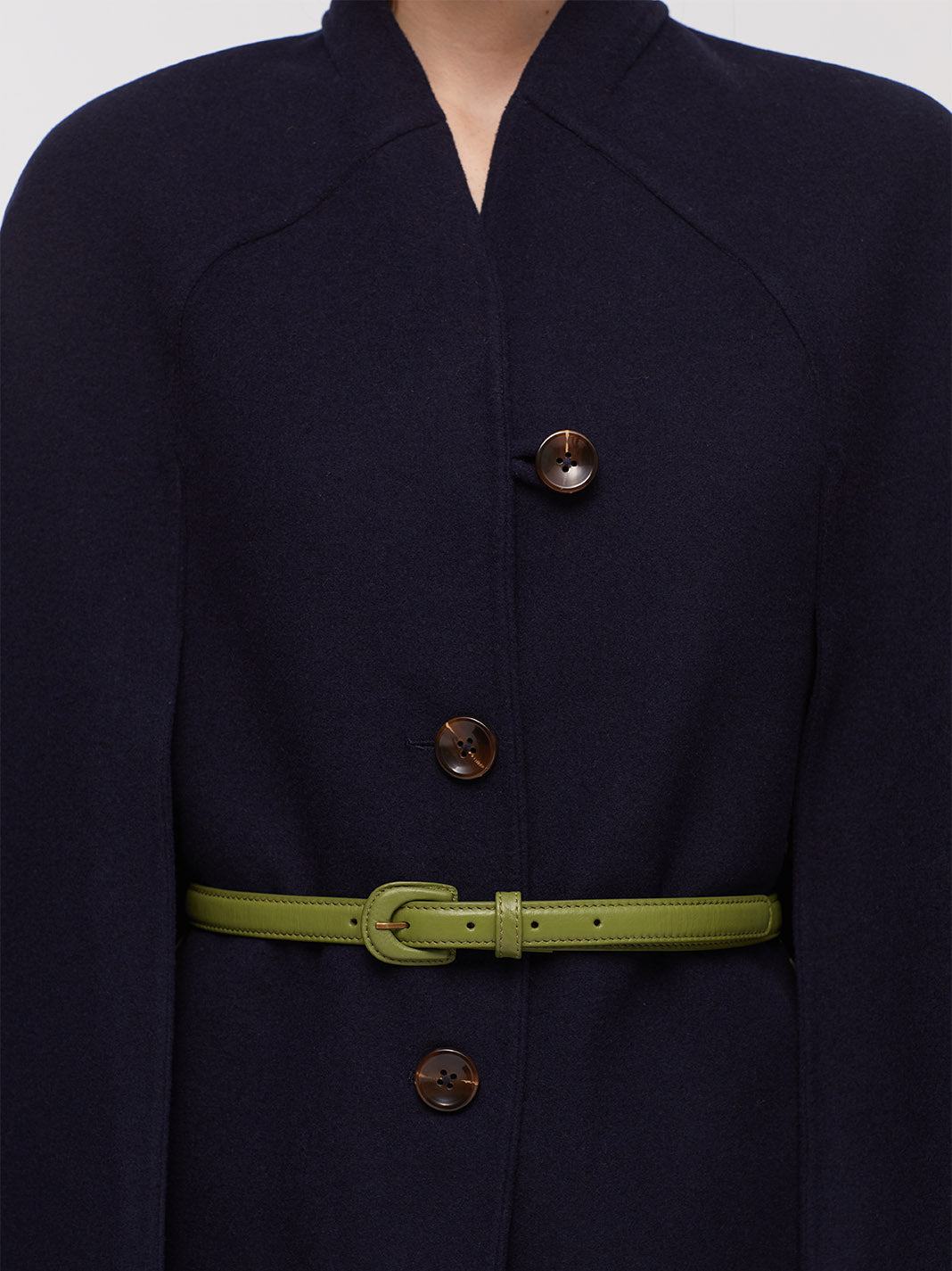 Leather Belt with Buckle Lined in Olive, Brown or Creme