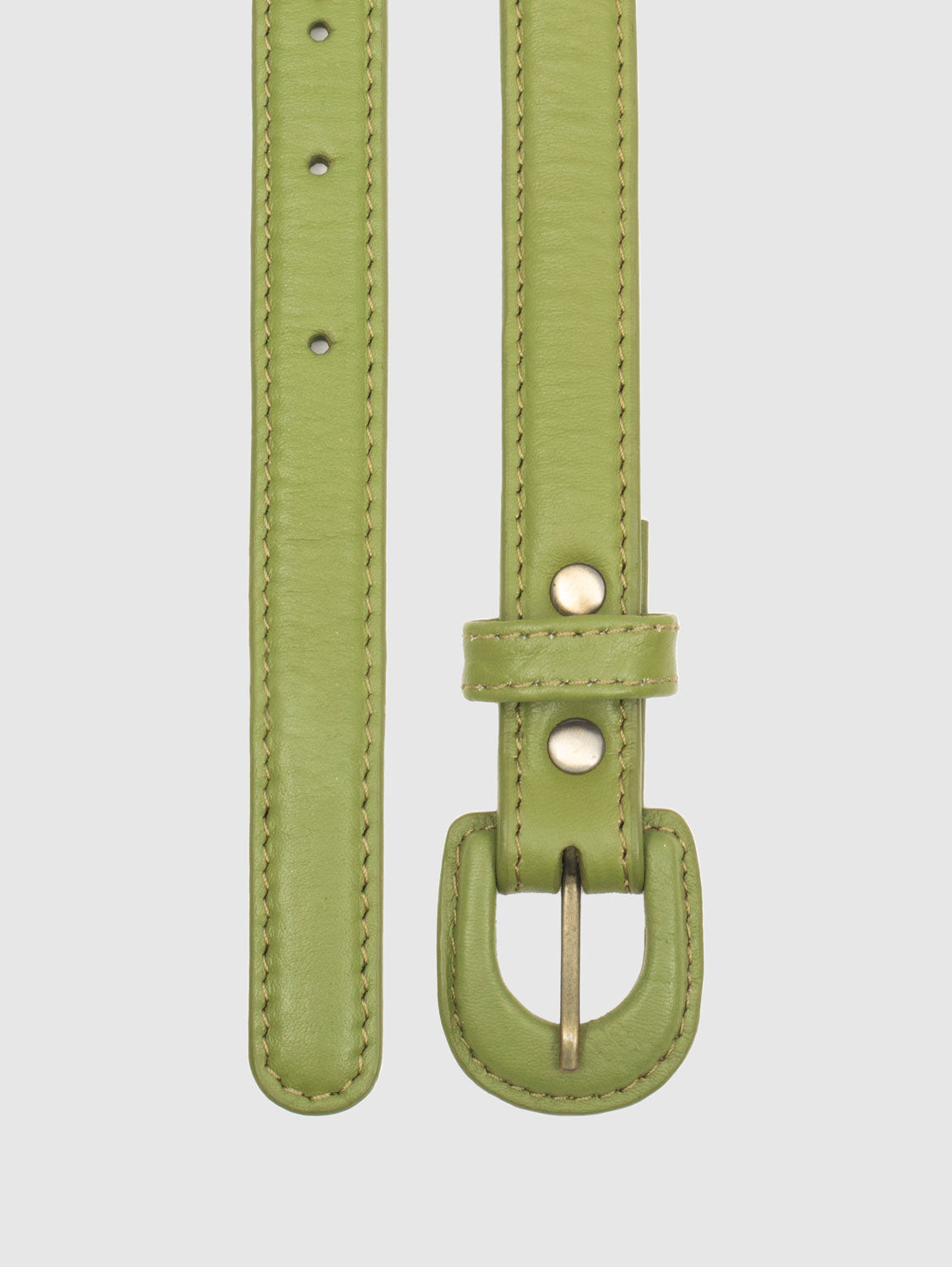Leather Belt with Buckle Lined in Olive, Brown or Creme