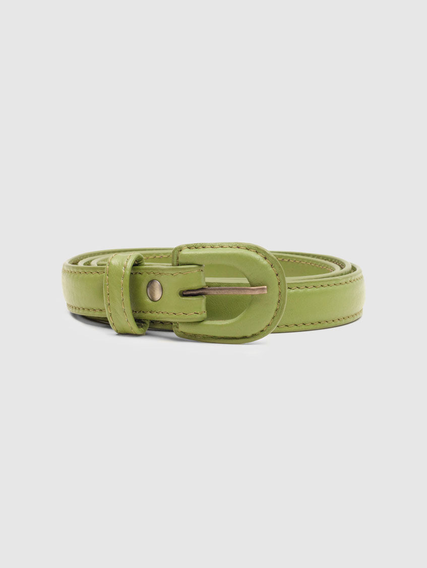Leather Belt with Buckle Lined in Olive, Brown or Creme