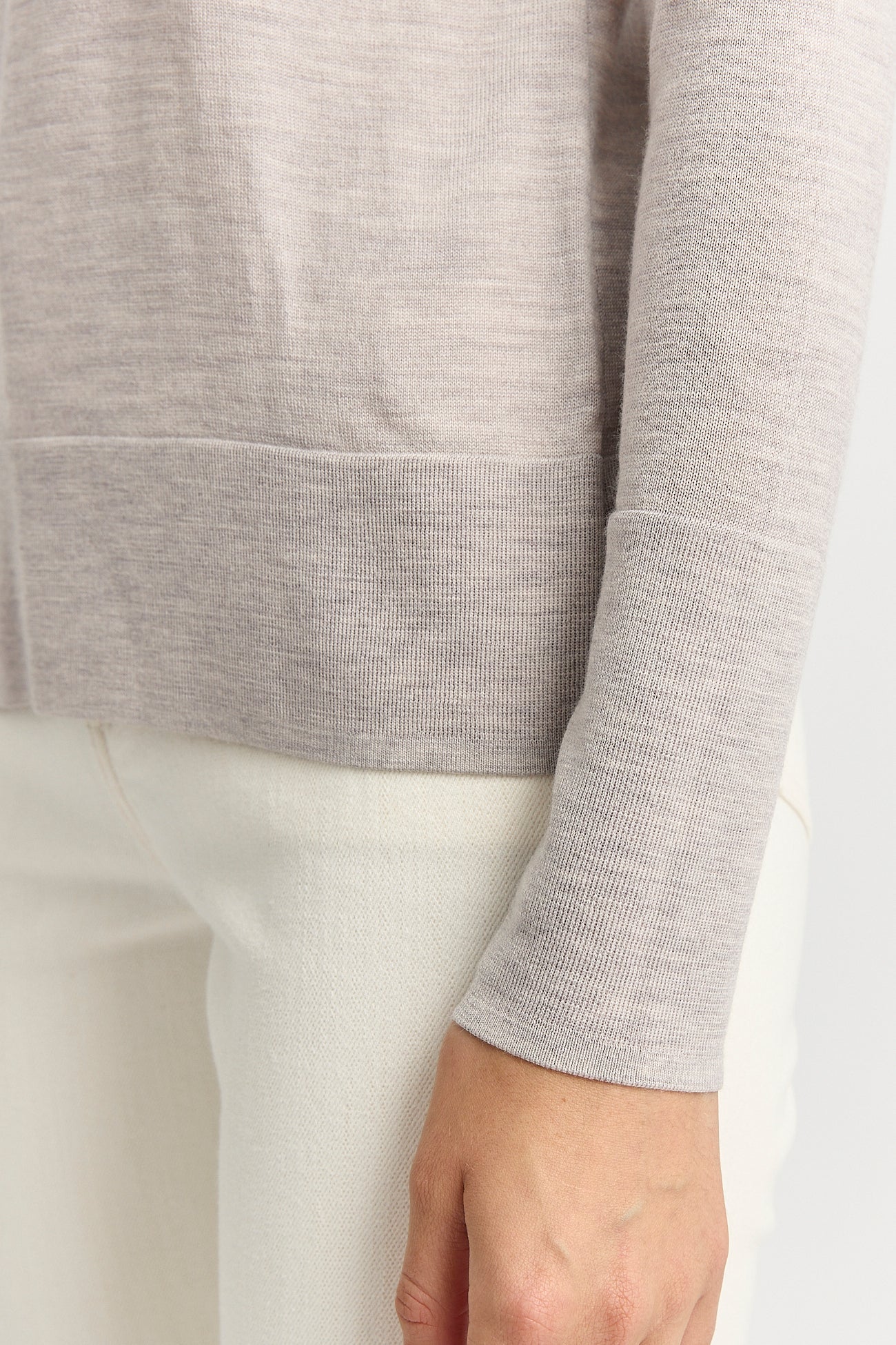 Fine Merino Crew in Light Oat