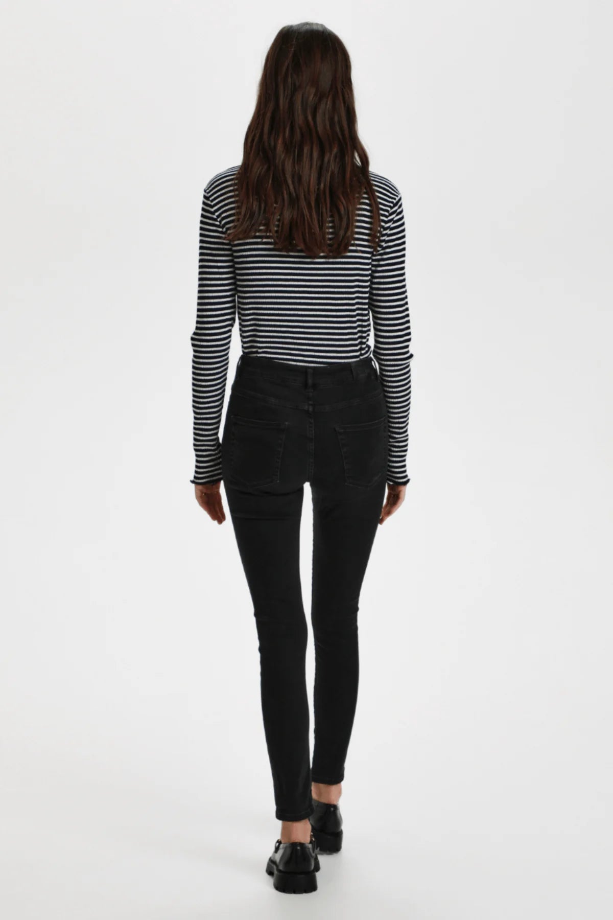Candace Long Sleeve Tee in Night Sky/Egret Stripe