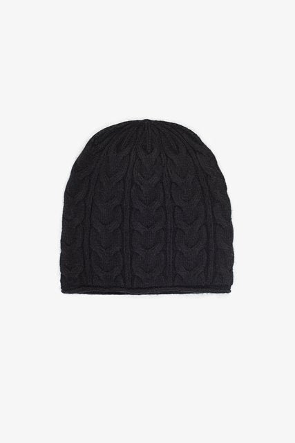 Cable Beanie in Black
