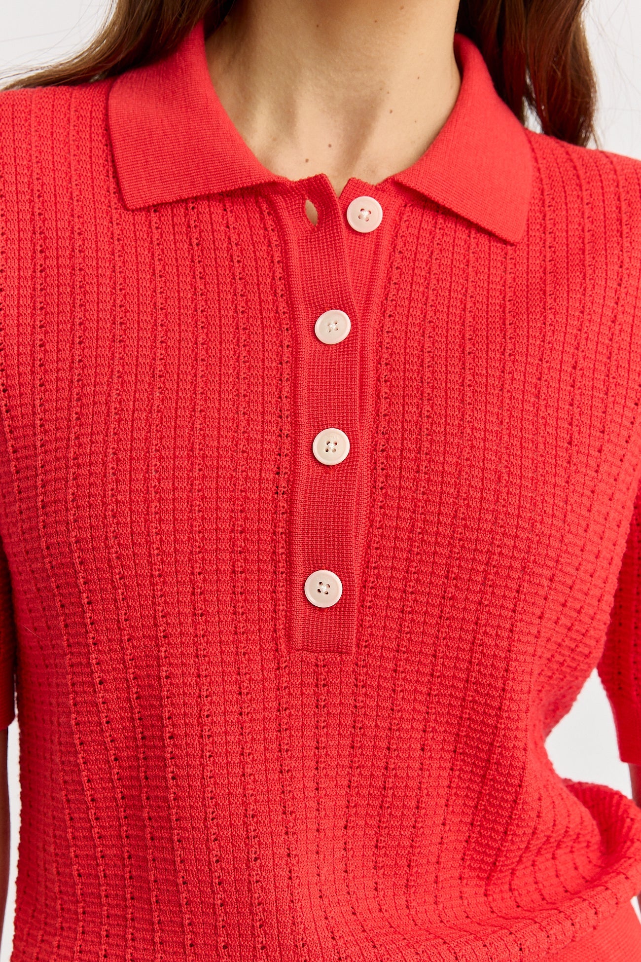 Pointelle Knit Polo in French Navy or Poppy Toorallie