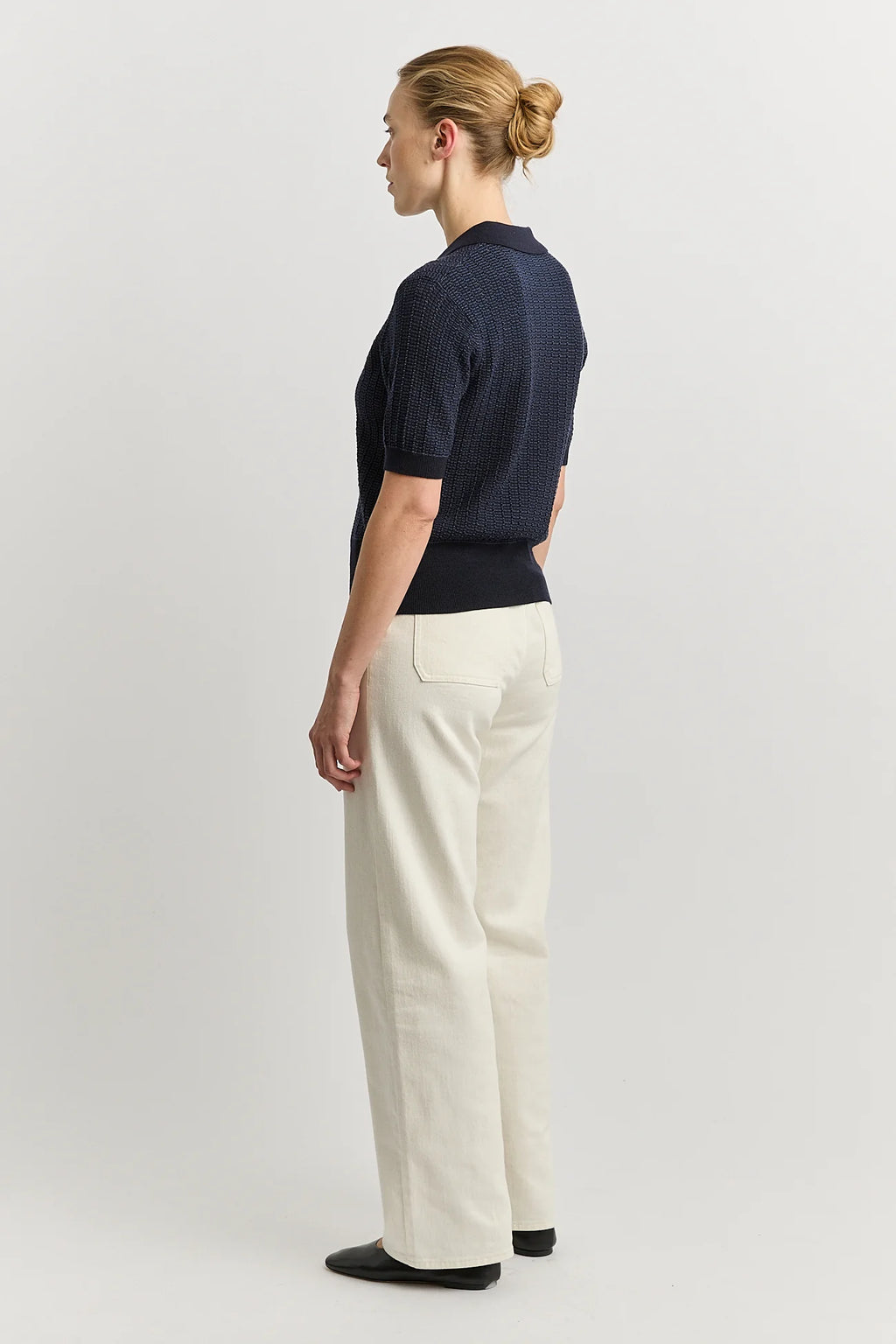 Pointelle Knit Polo in French Navy or Poppy Toorallie
