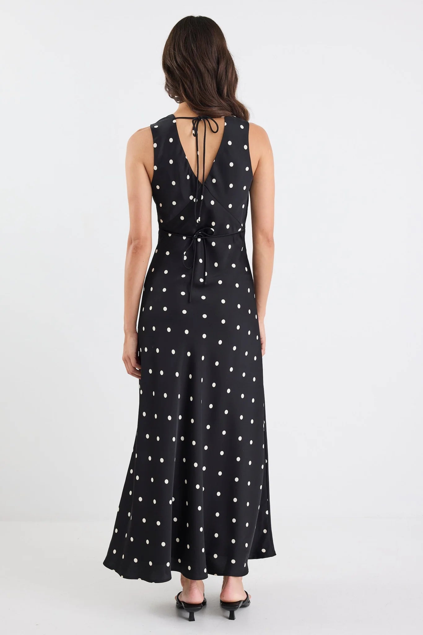 Aston Black Large Polka Dot Bias Maxi Dress  Stories Be Told
