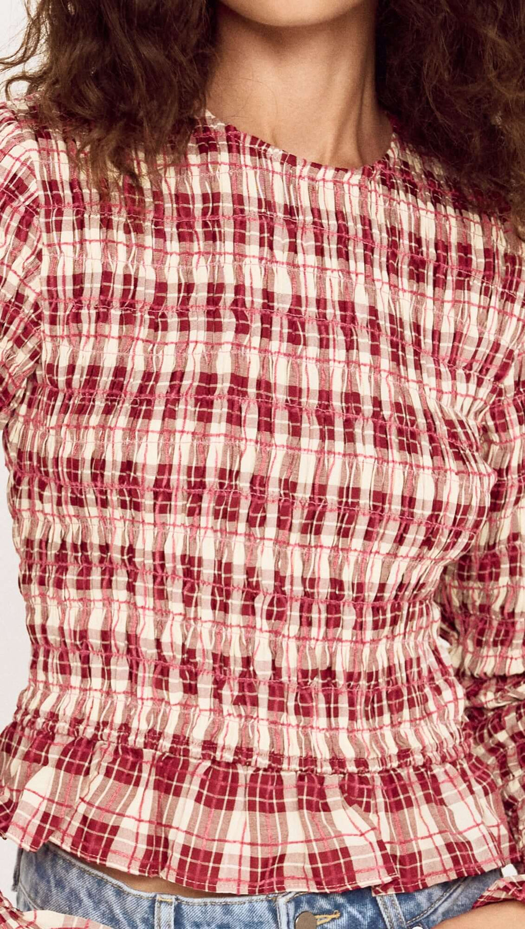 Anouk Shirred Top. Mink Pink