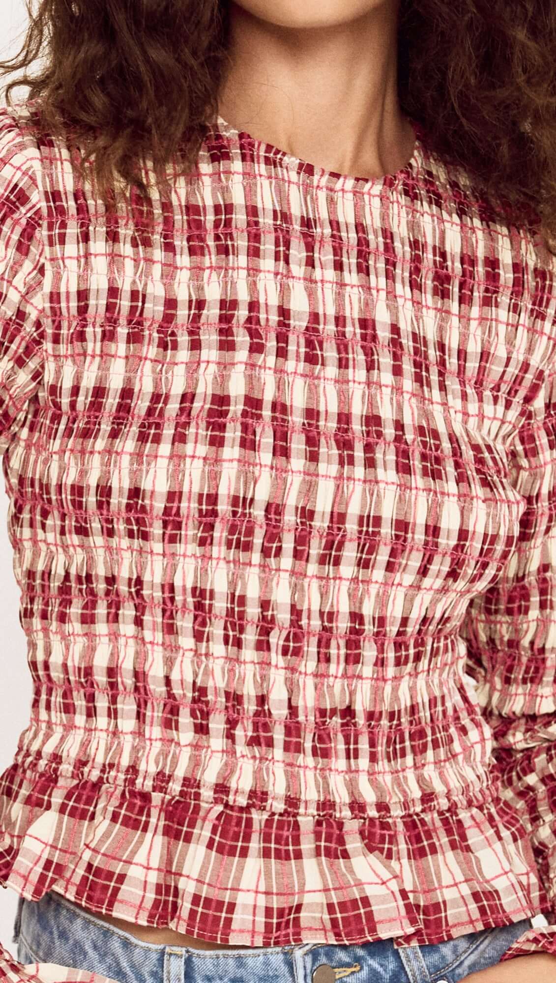Anouk Shirred Top. Mink Pink