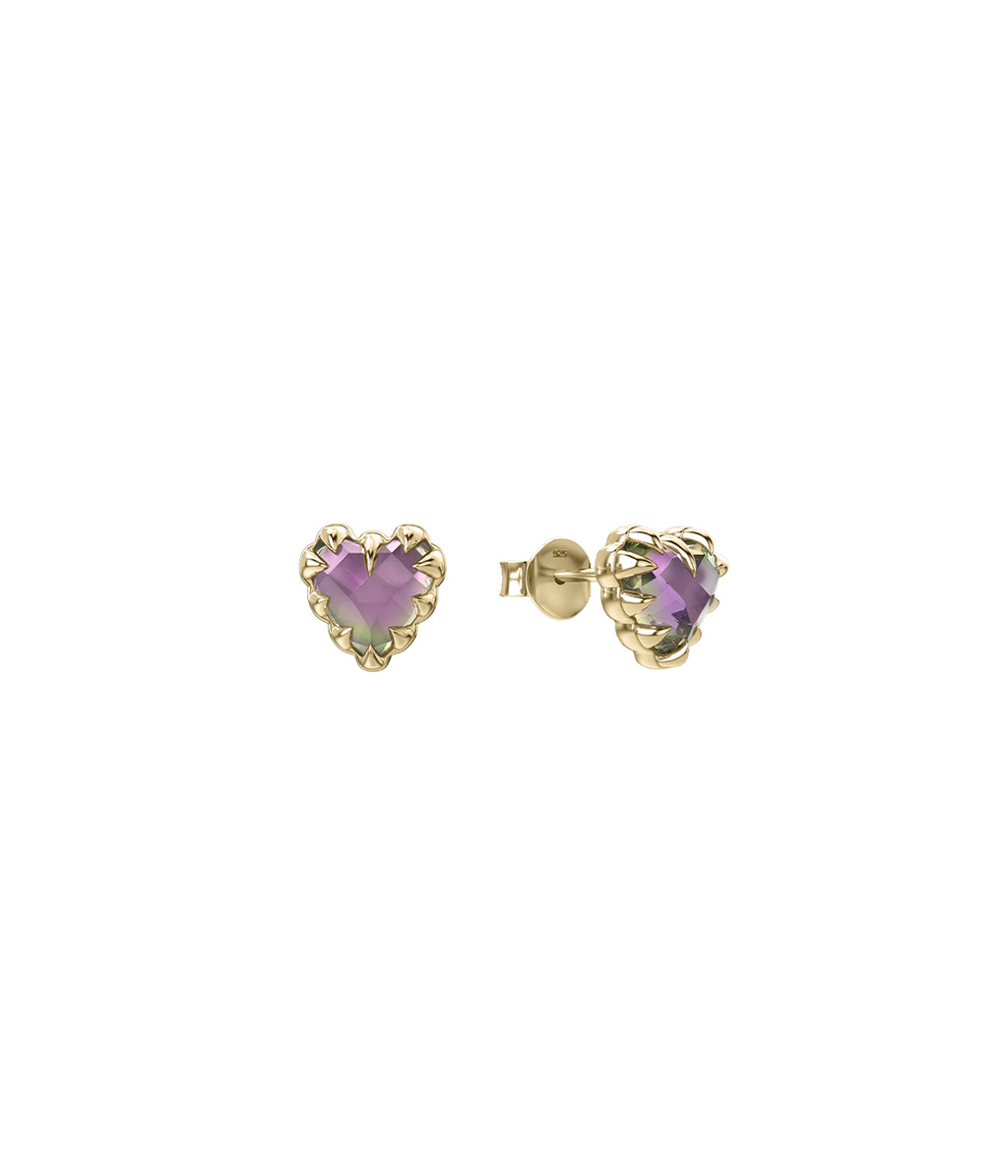 Love Claw Earrings Mystic Quartz Gold
