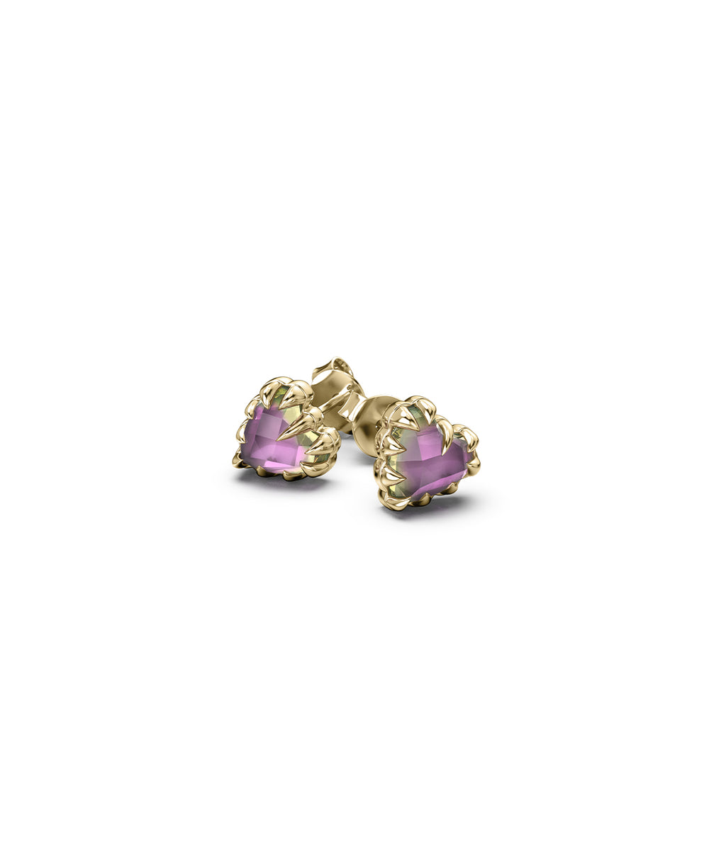 Love Claw Earrings Mystic Quartz Gold