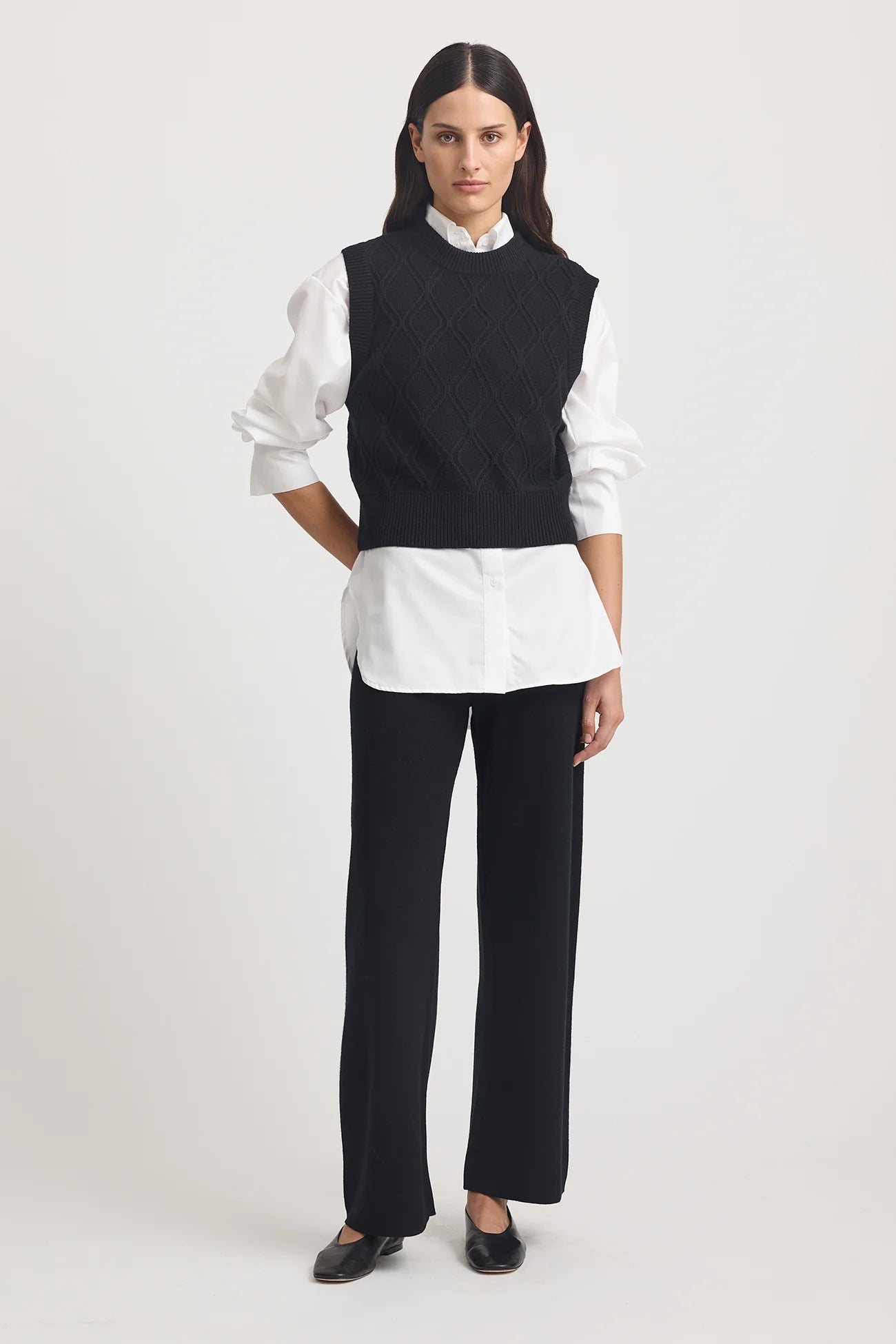 Diamond Cable Vest in Black