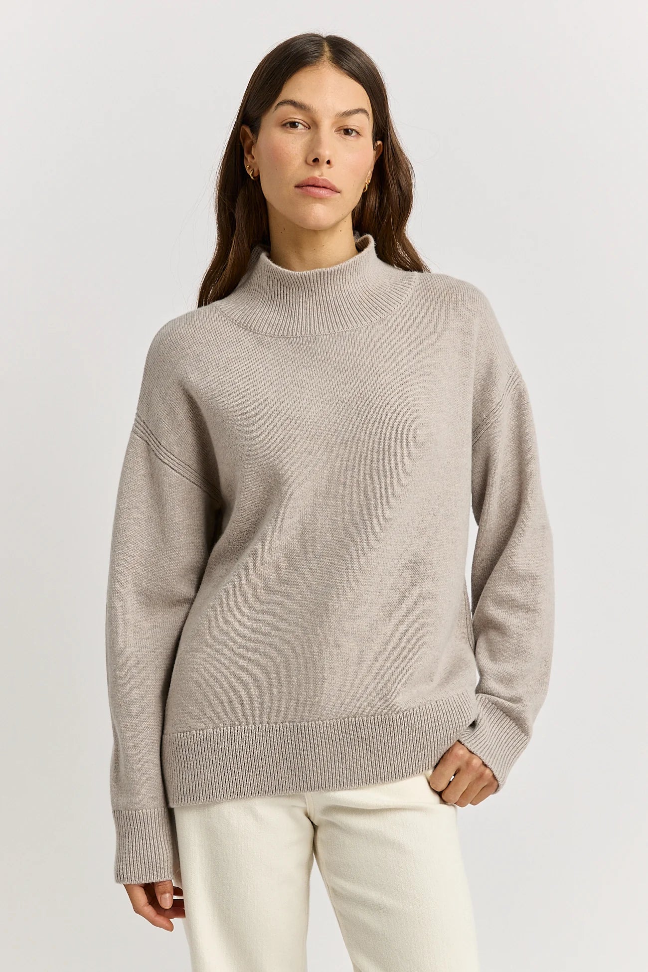 Split Neck Funnel Knit in Oat or Poppy Toorallie