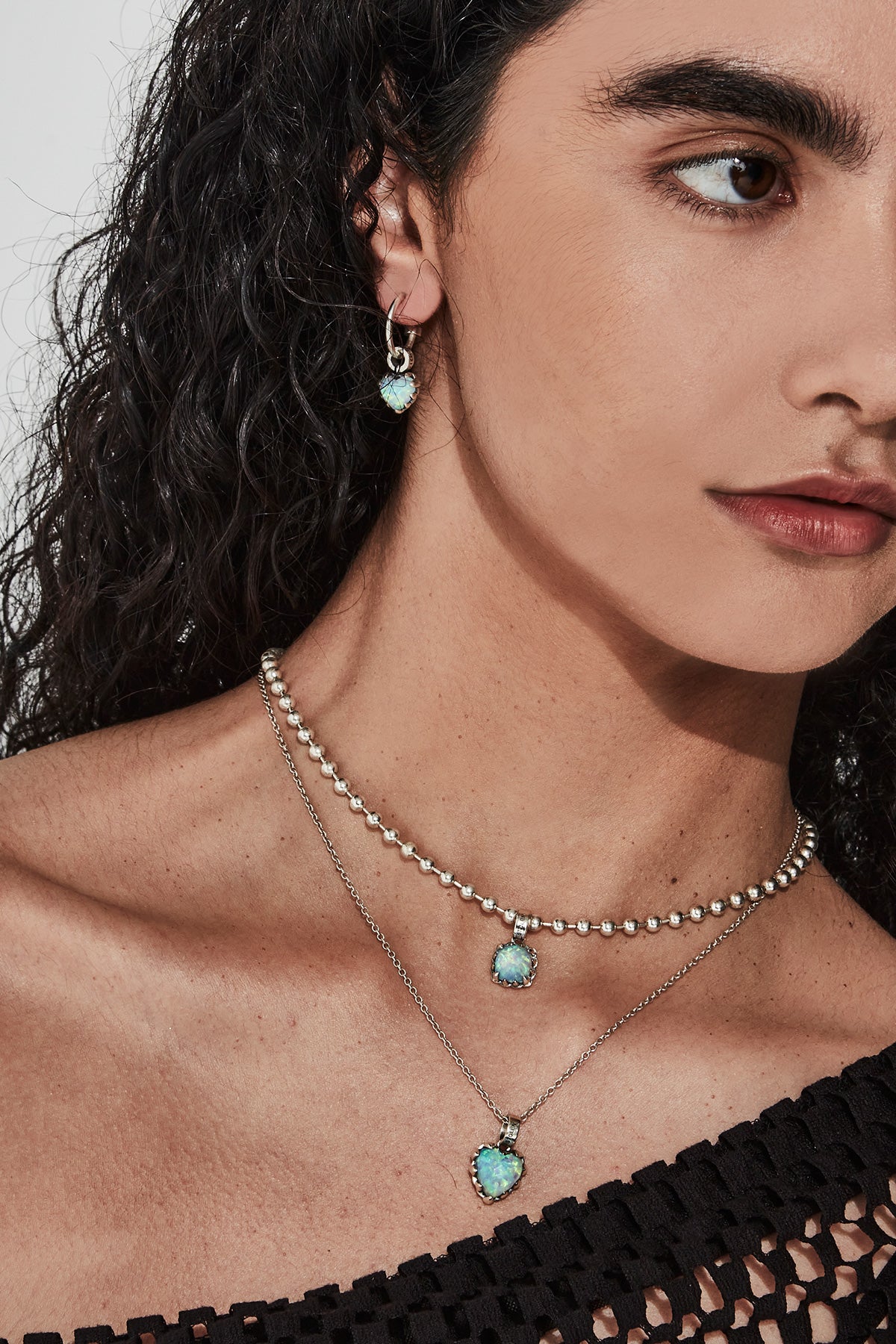 Stolen Girlfriend Love anchor earrings opal