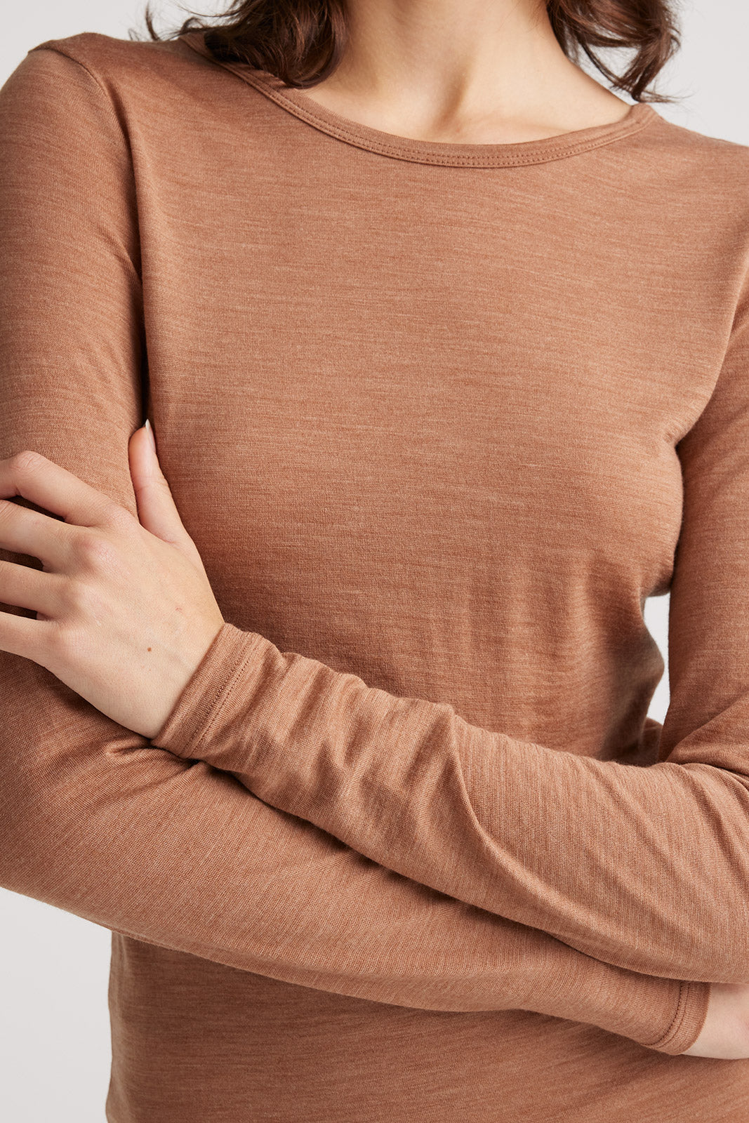 Crew Merino Tee in Espresso or Sand Dune