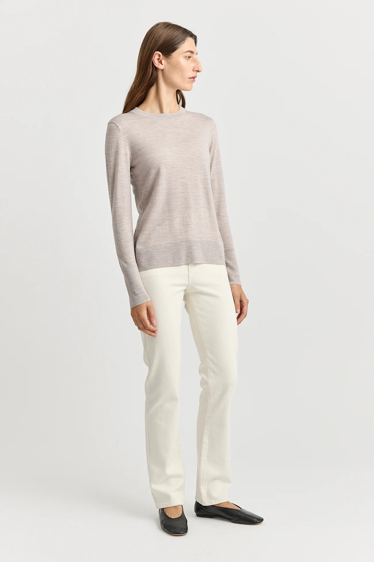 Fine Merino Crew in Light Oat