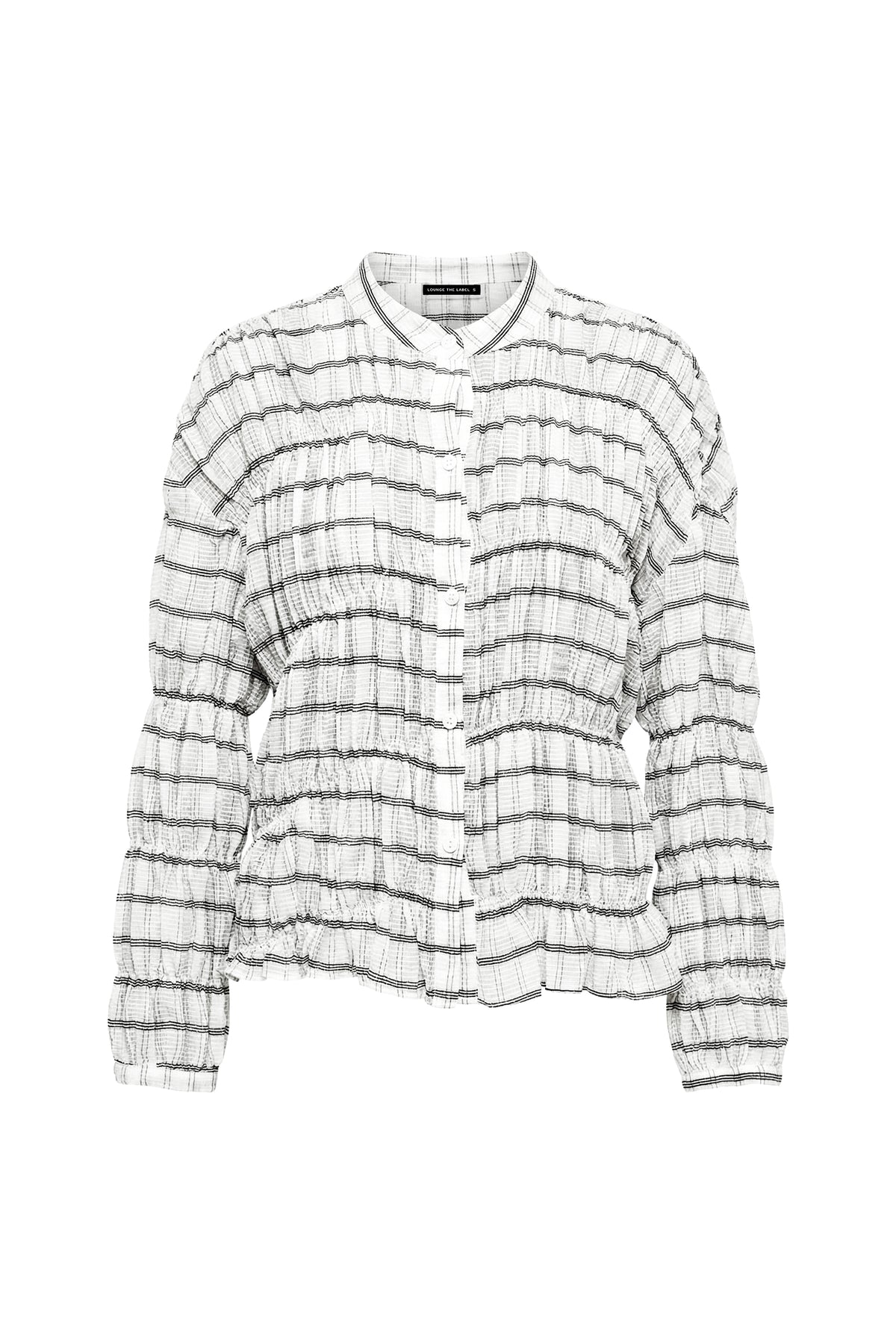 Smocked Viscose Crepe Neru Neck Shirt Efate Stripe- Lounge
