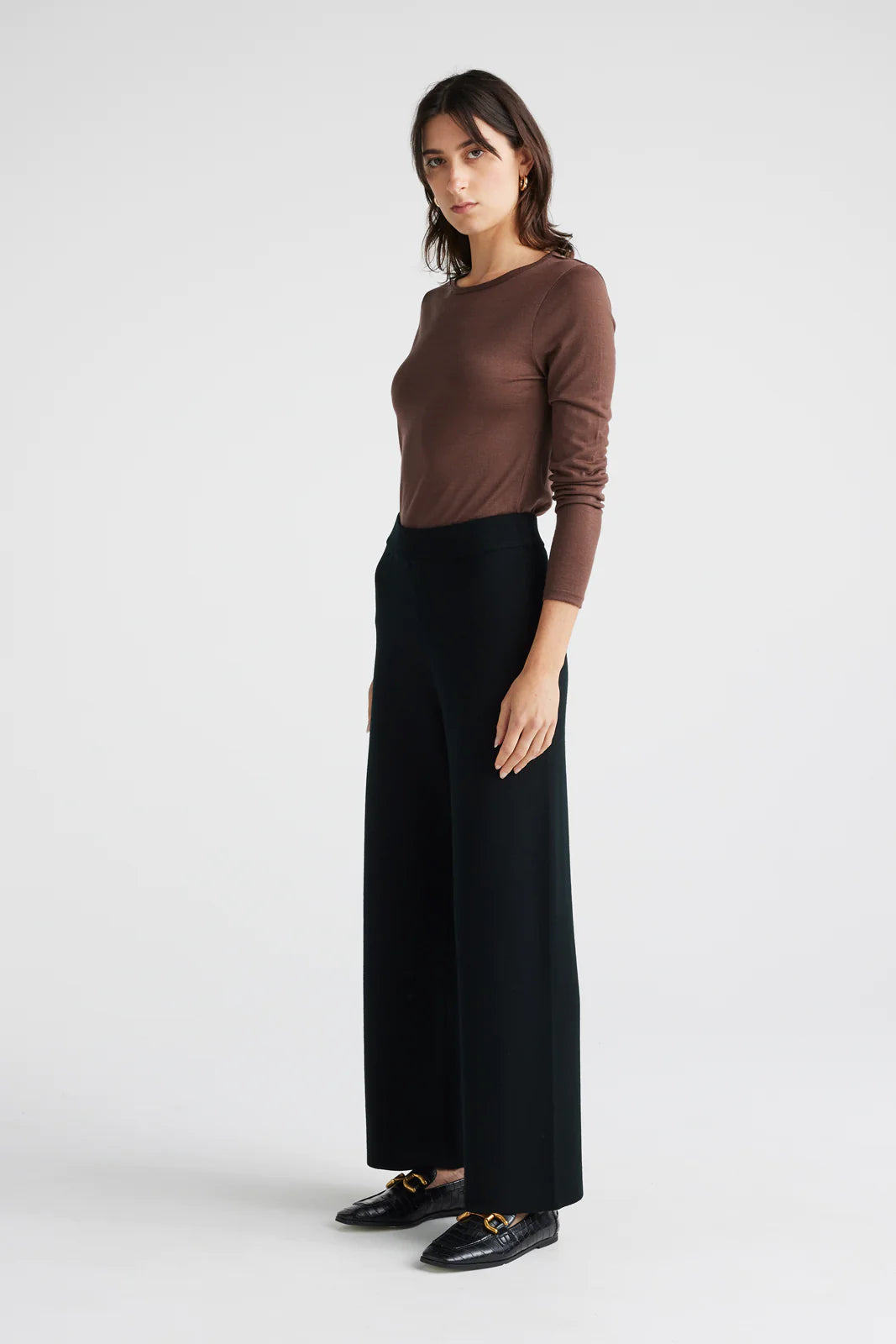 Crew Merino Tee in Espresso or Sand Dune