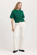 Short Sleeve Cardigan in Lush Green