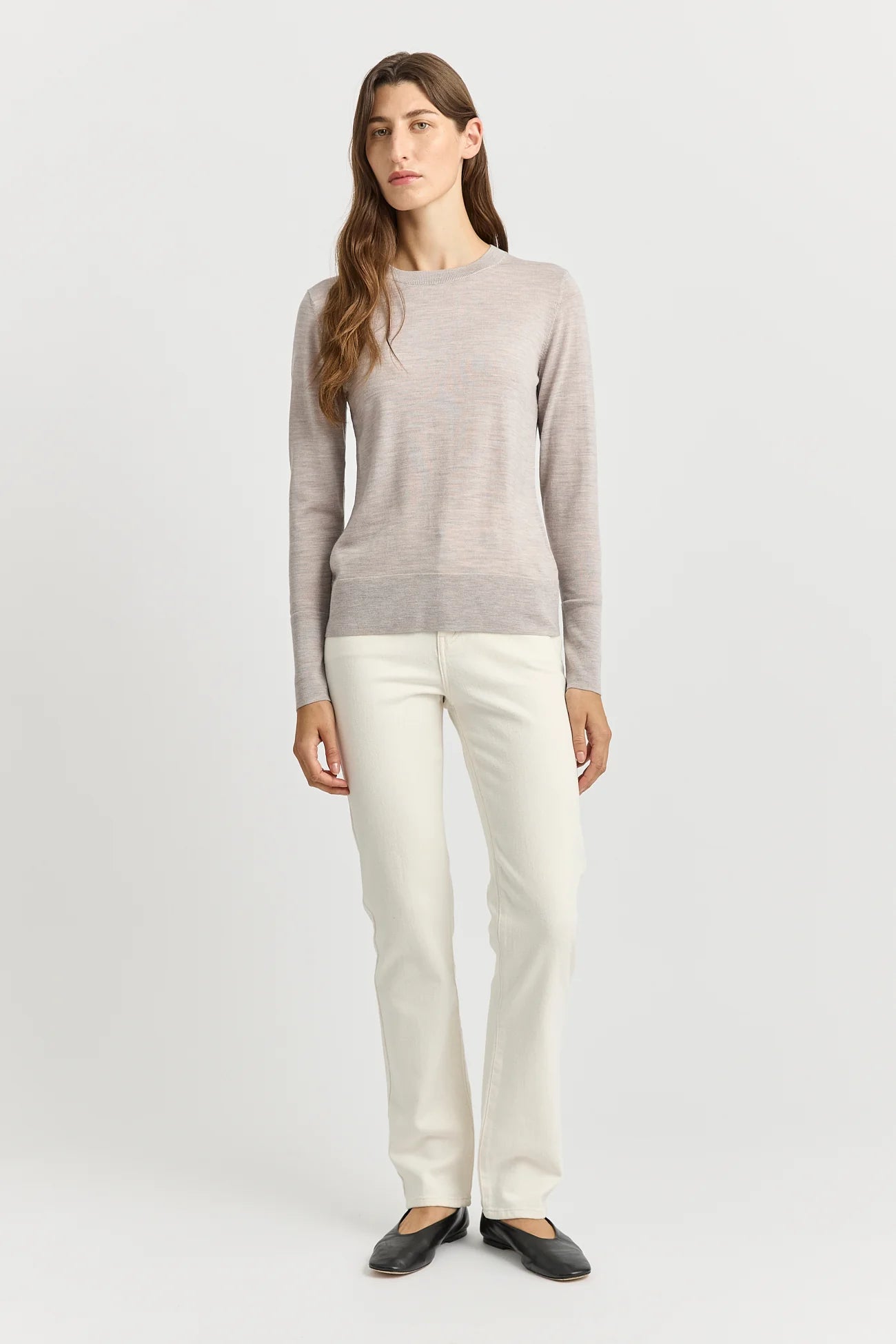 Fine Merino Crew in Light Oat