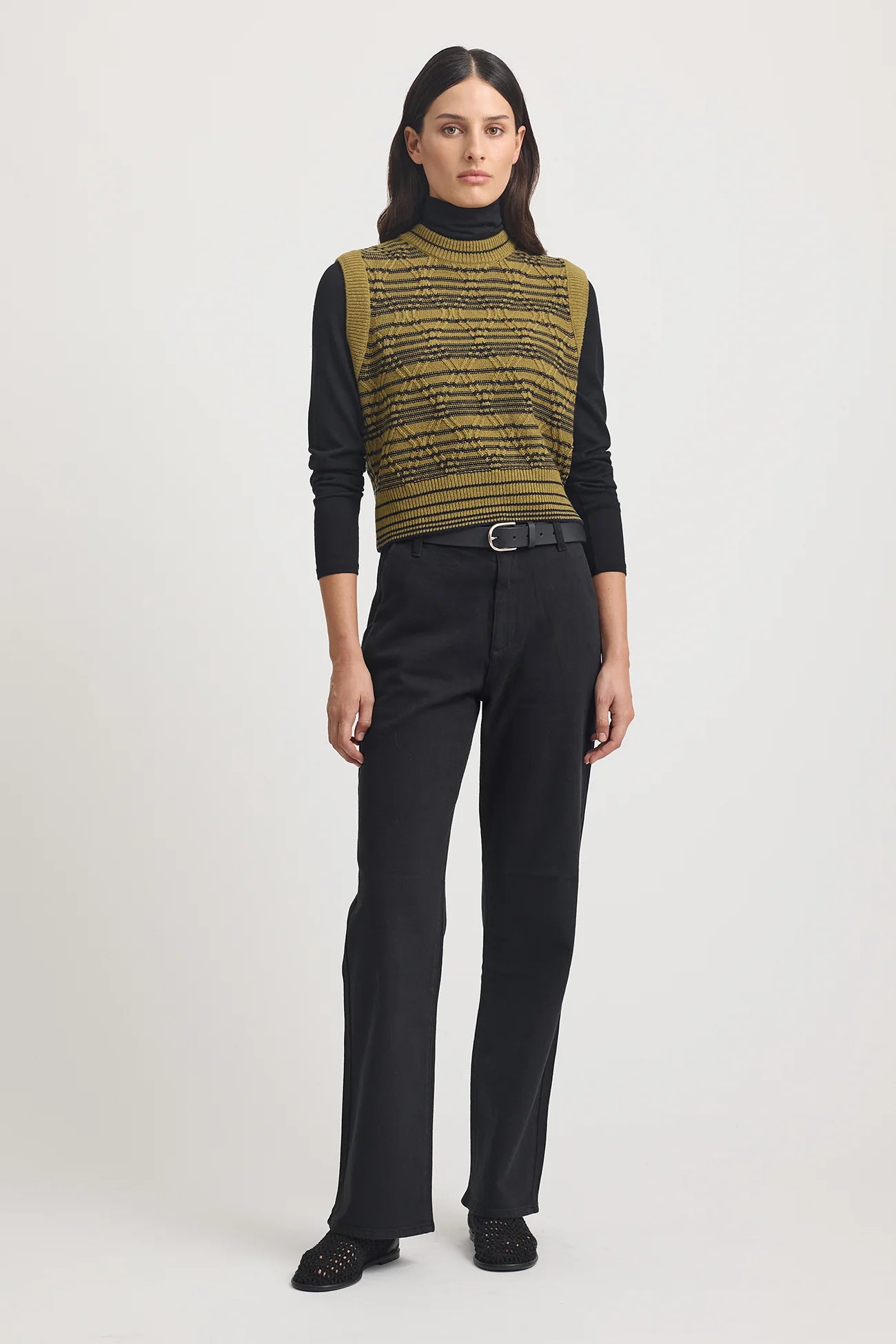 Diamond Cable Vest in Cardamon