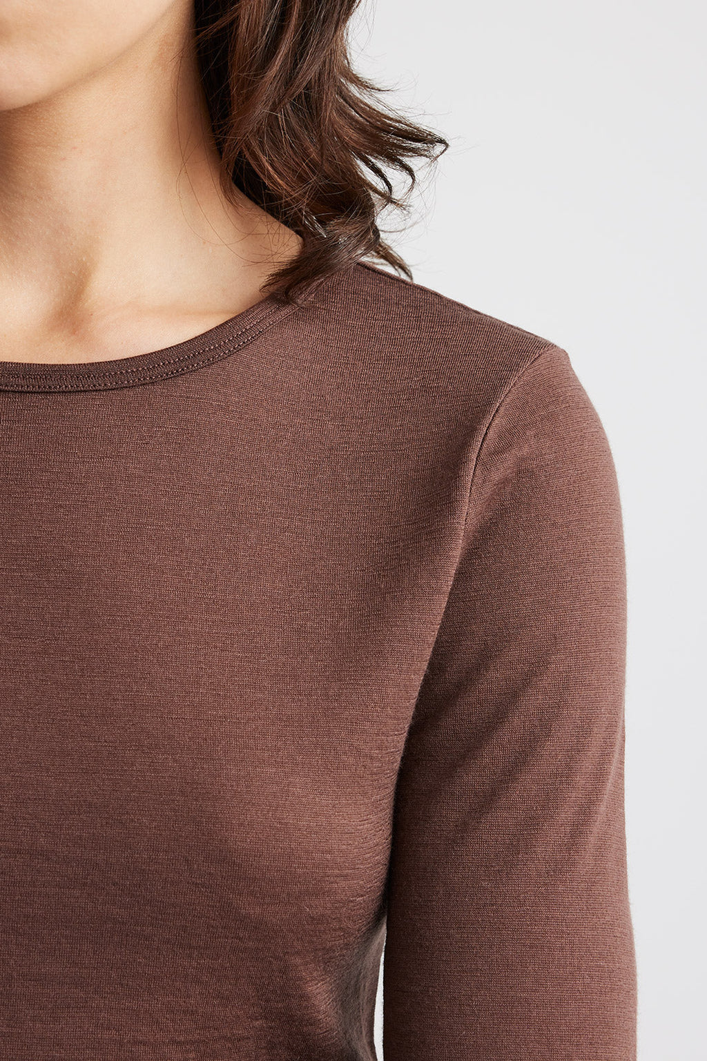 Crew Merino Tee in Espresso or Sand Dune