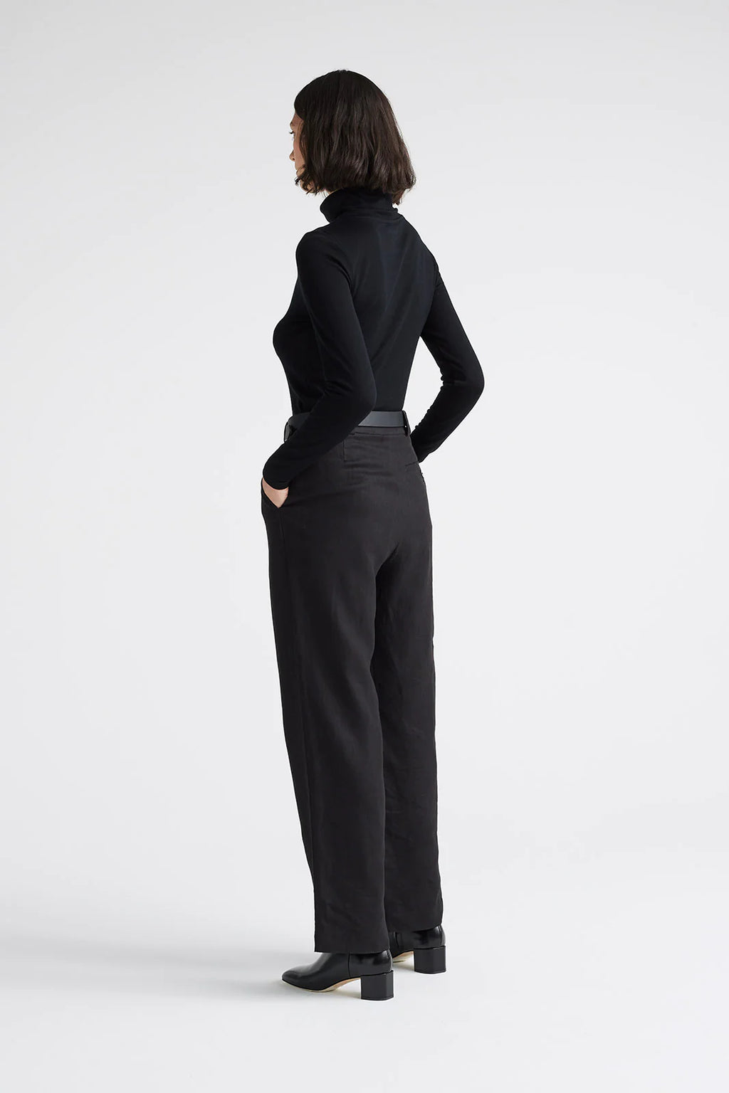 Turtleneck Merino Tee in Warm White or Black