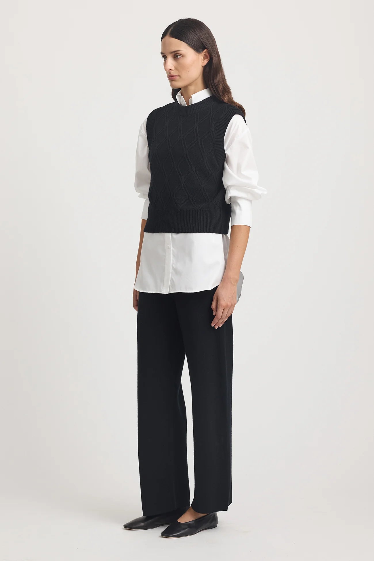 Diamond Cable Vest in Black