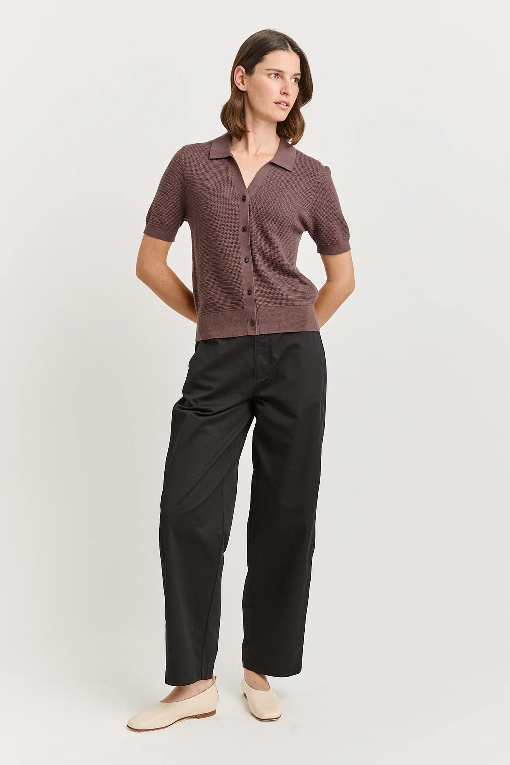 Grain Stitch Button Polo - Toorallie