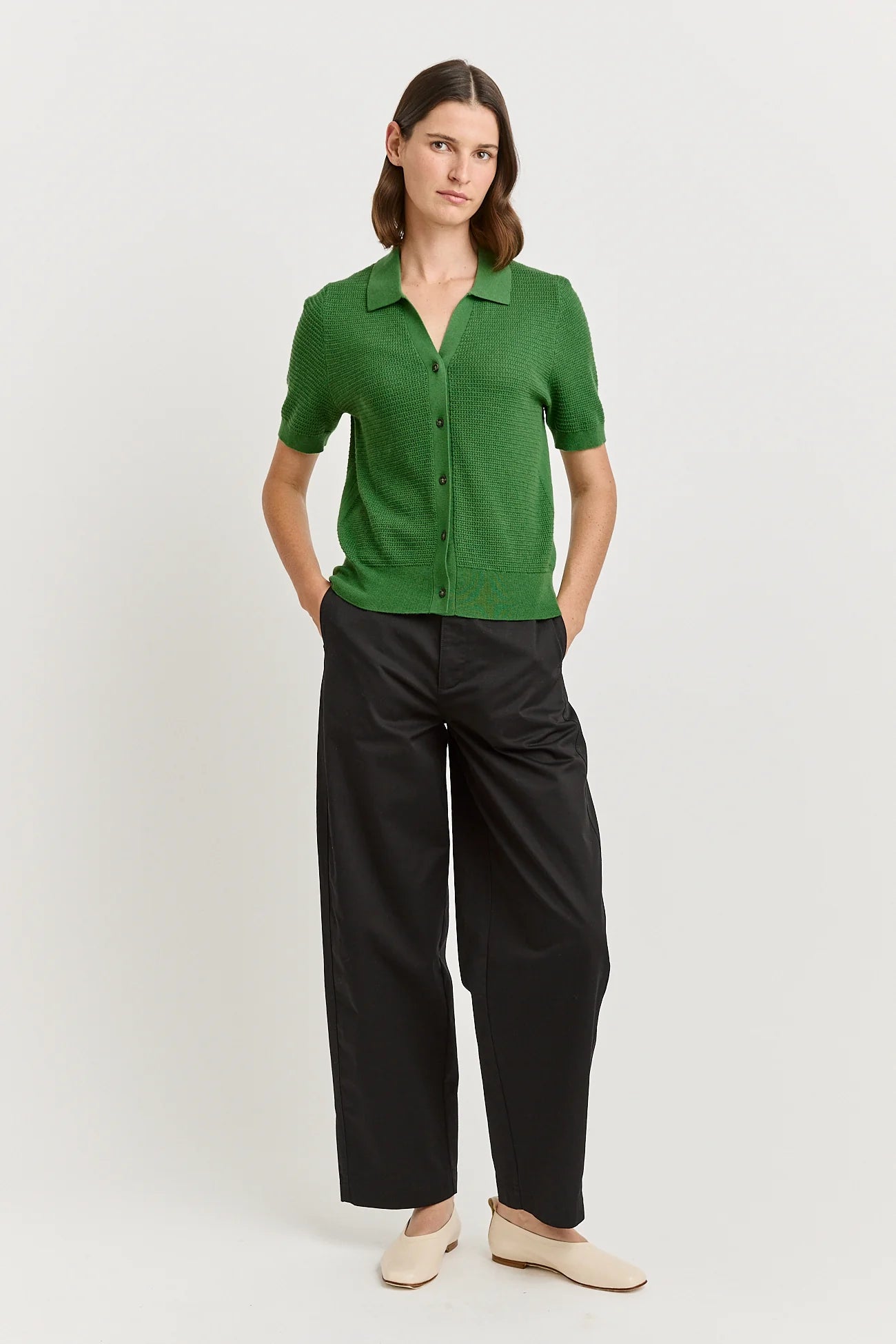 Grain Stitch Button Polo - Toorallie