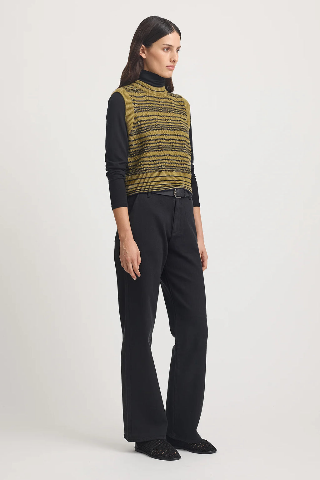 Diamond Cable Vest in Cardamon