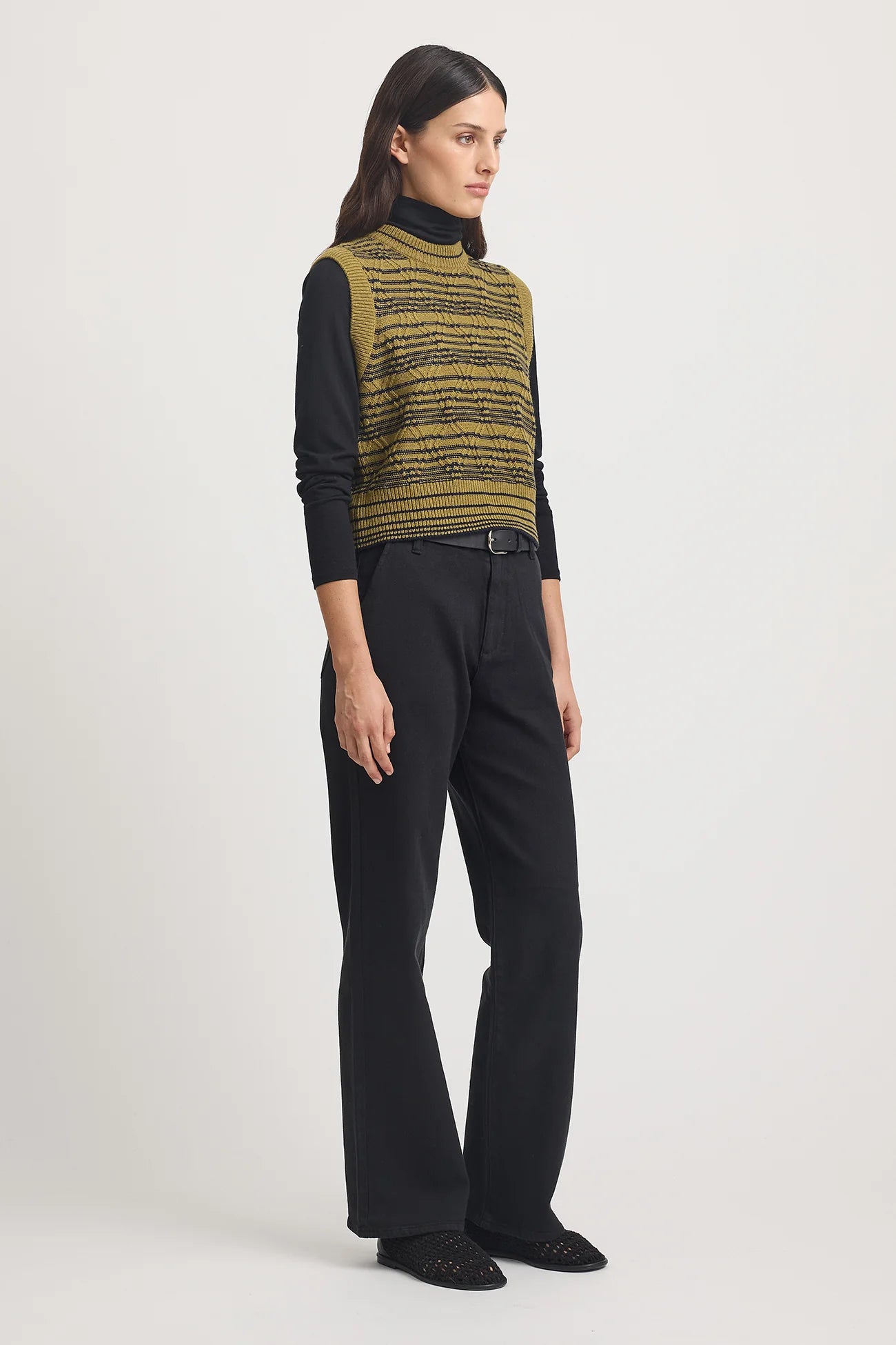 Diamond Cable Vest in Cardamon