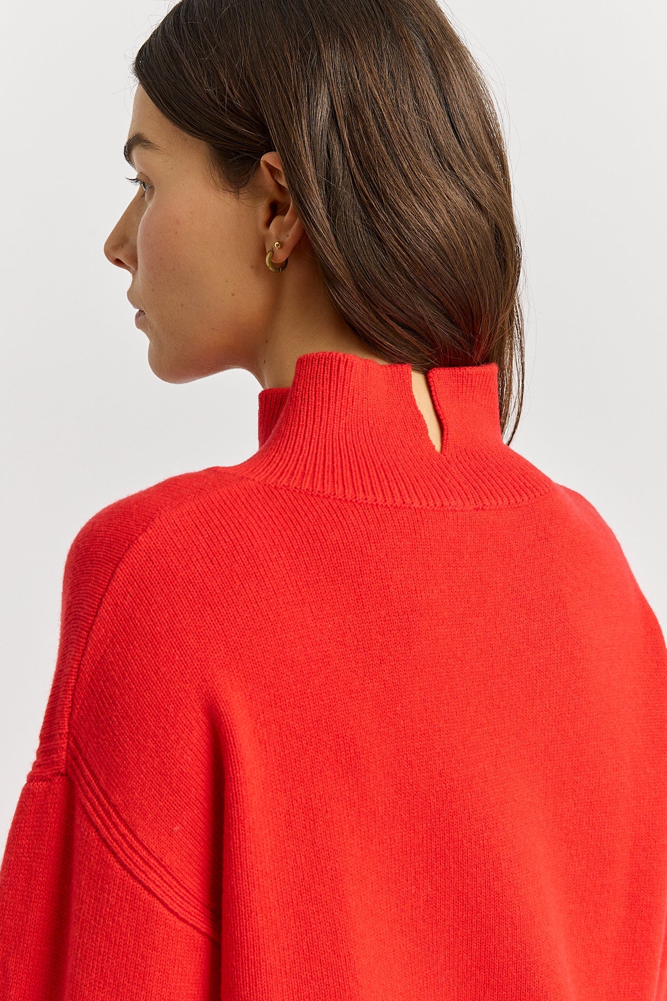 Split Neck Funnel Knit in Oat or Poppy Toorallie
