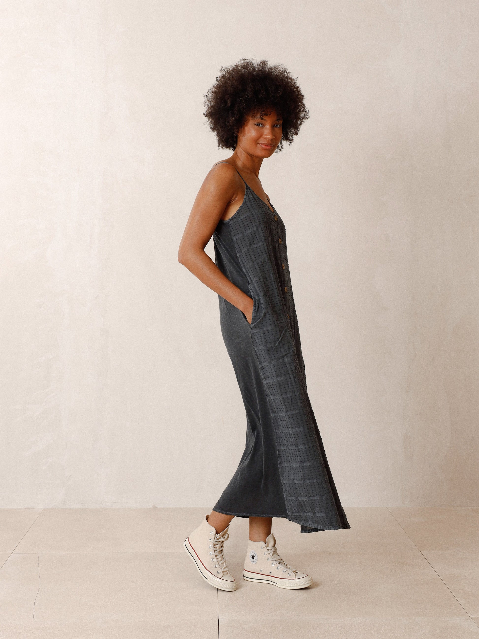 Texture Dress in Carbon