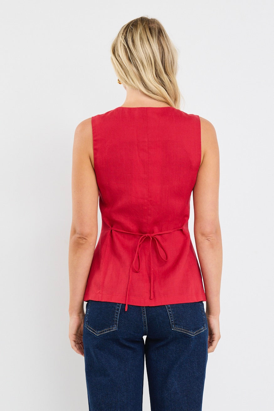 Aloft red fitted long vest