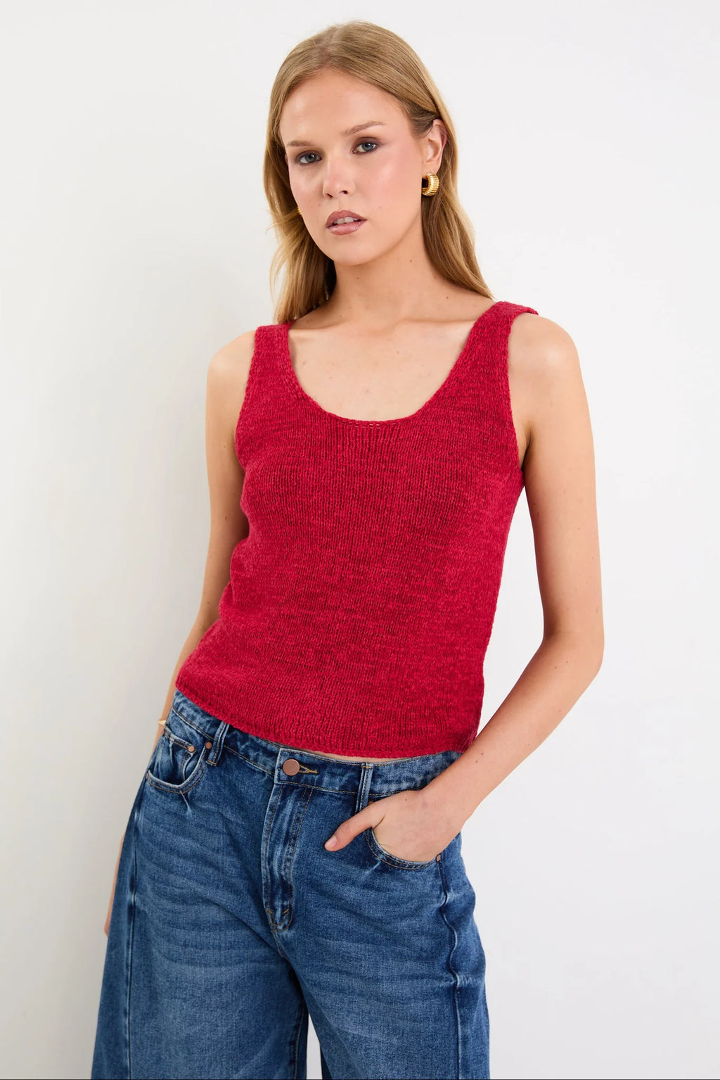 Atoll Cherry Red Sleeveless knit  Ivy + Jack