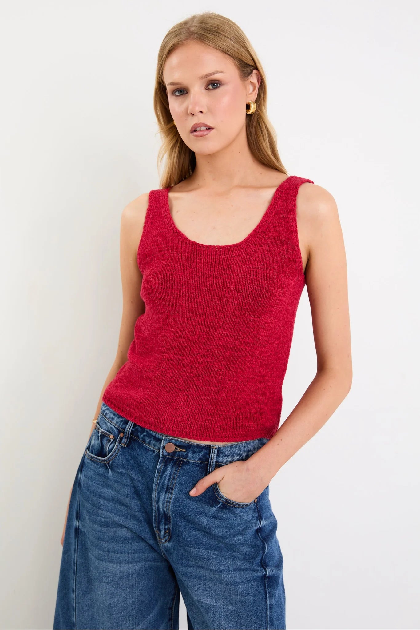 Atoll Cherry Red Sleeveless knit  Ivy + Jack