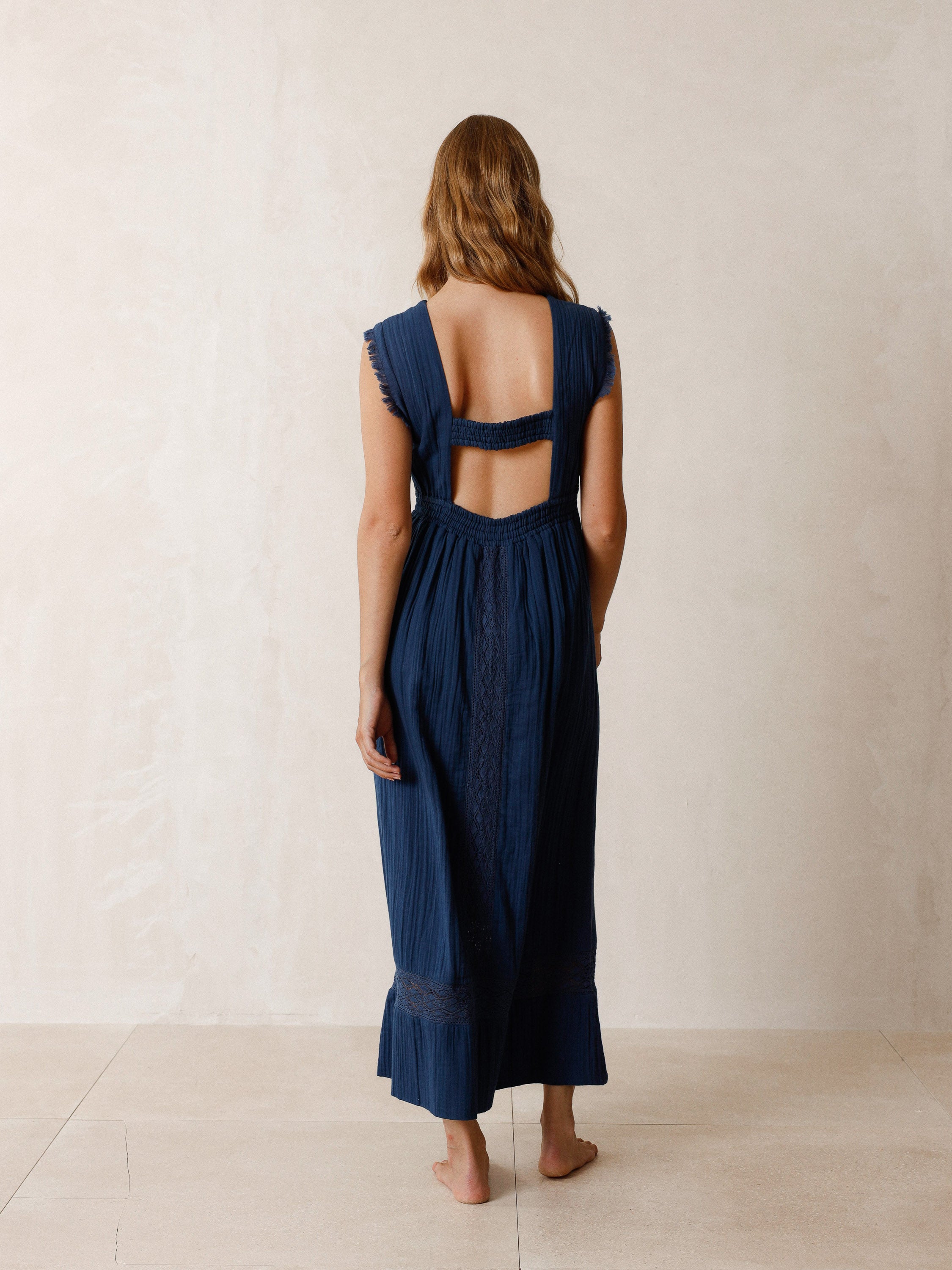 Summer Cotton Dress in Indigo